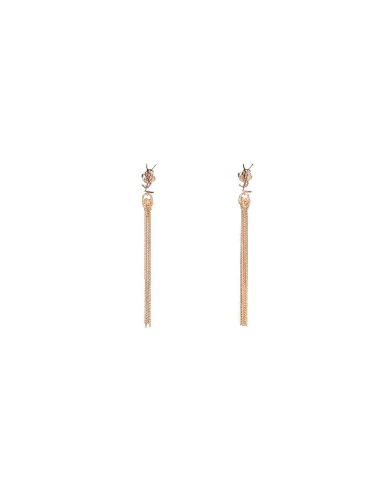 Shop Saint Laurent 'cassandre' Tassel Earrings In Gold