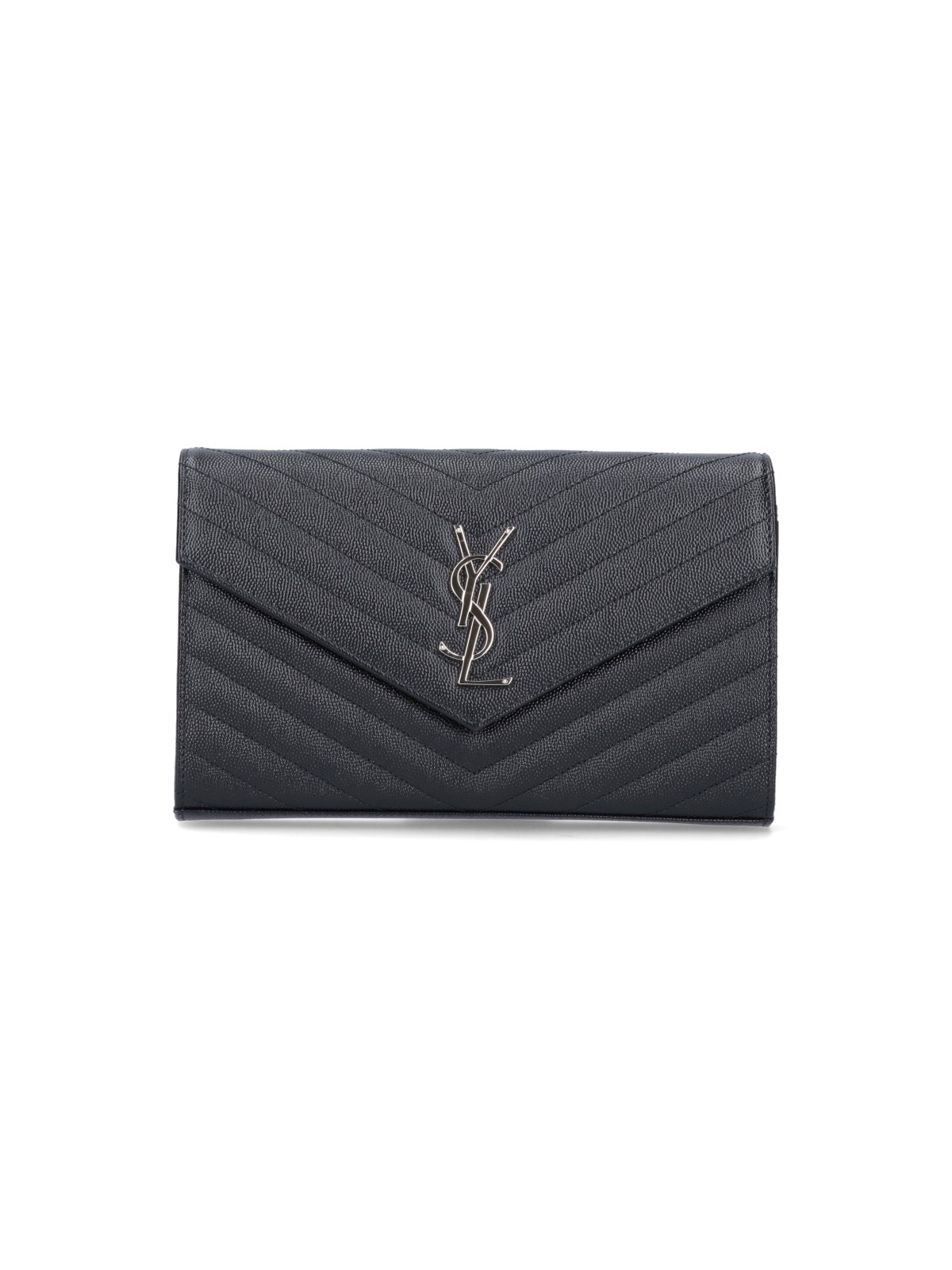 Shop Saint Laurent 'cassandre' Chain Wallet In Black  