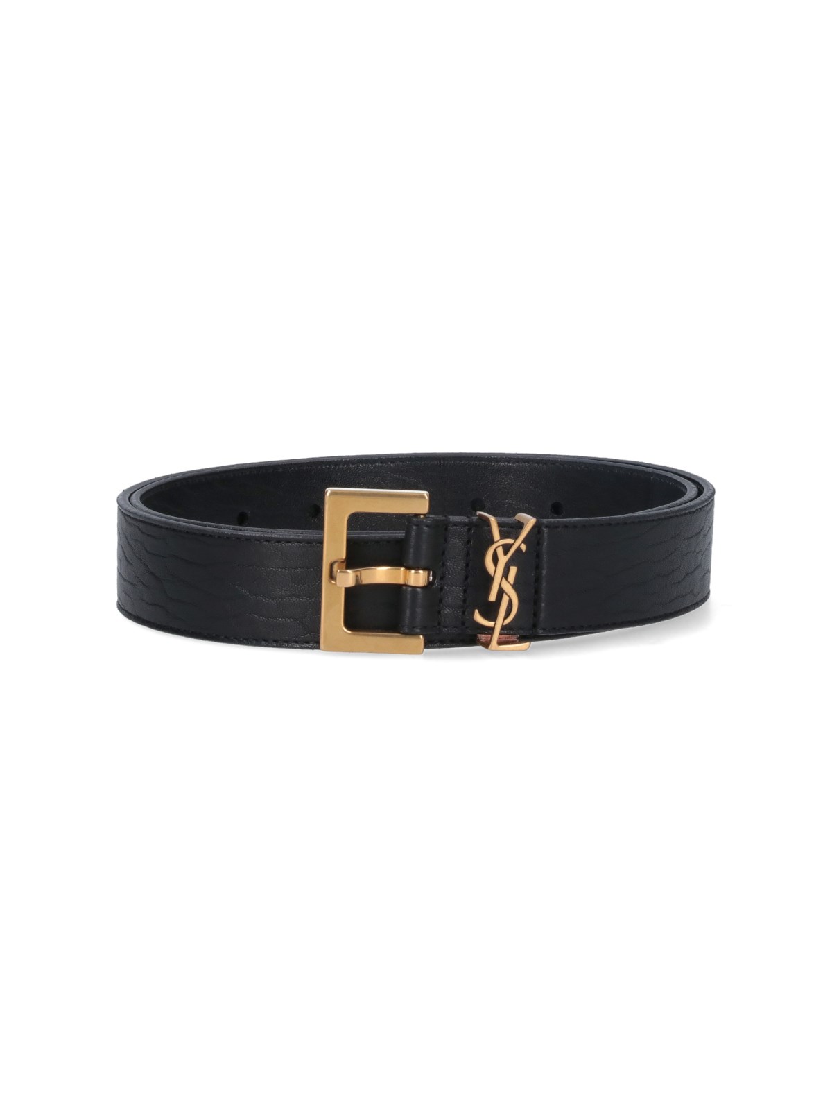 Shop Saint Laurent 'cassandre' Belt In Black  