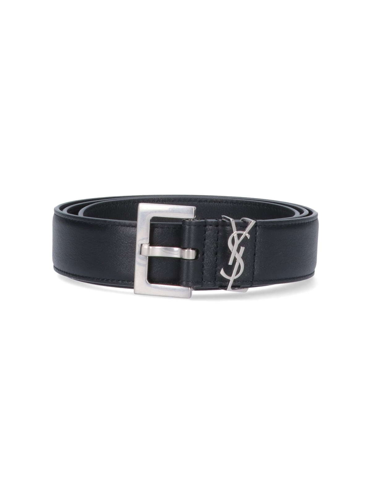 Shop Saint Laurent Logo Belt In Black  