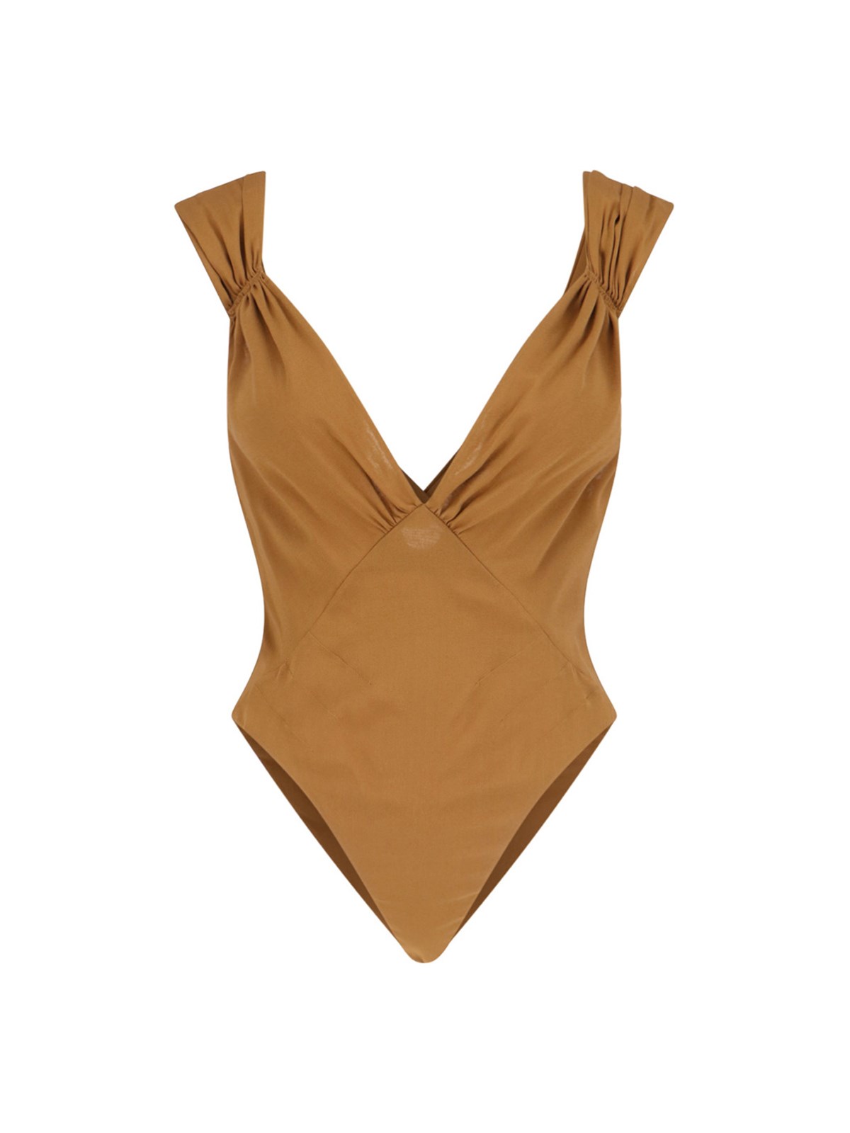 Shop Saint Laurent Crossed Bodysuit In Brown