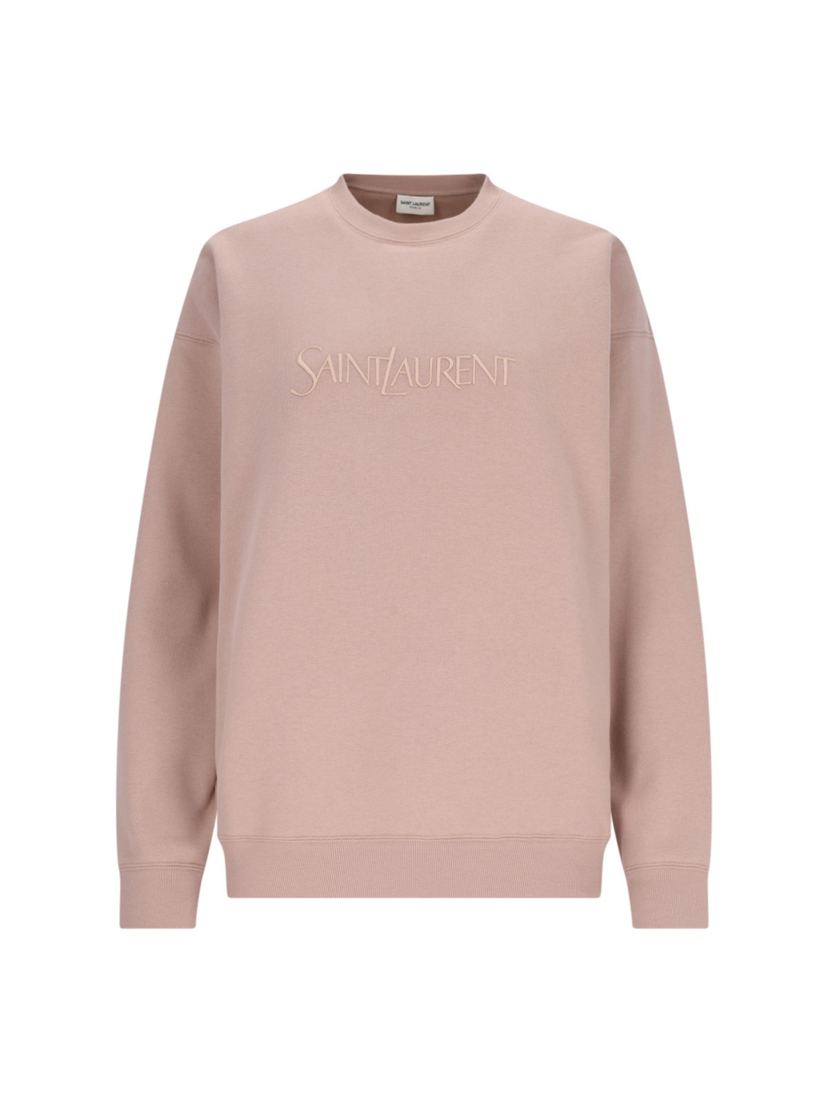 Shop Saint Laurent Logo Crewneck Sweatshirt In Pink