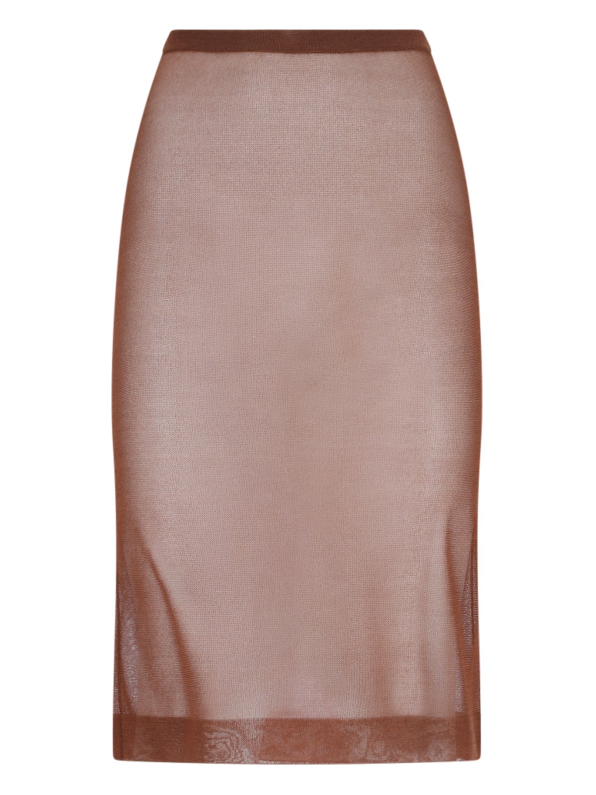 Shop Saint Laurent Transparent Sheath Mini Skirt In Brown