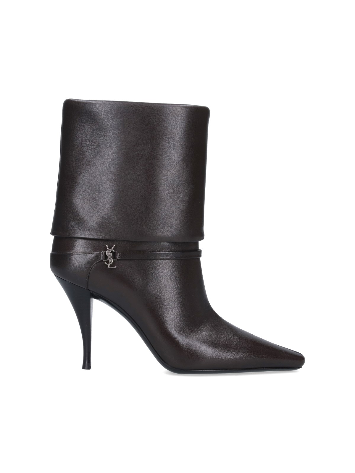 Shop Saint Laurent 'vicky 90' Ankle Boots In Brown