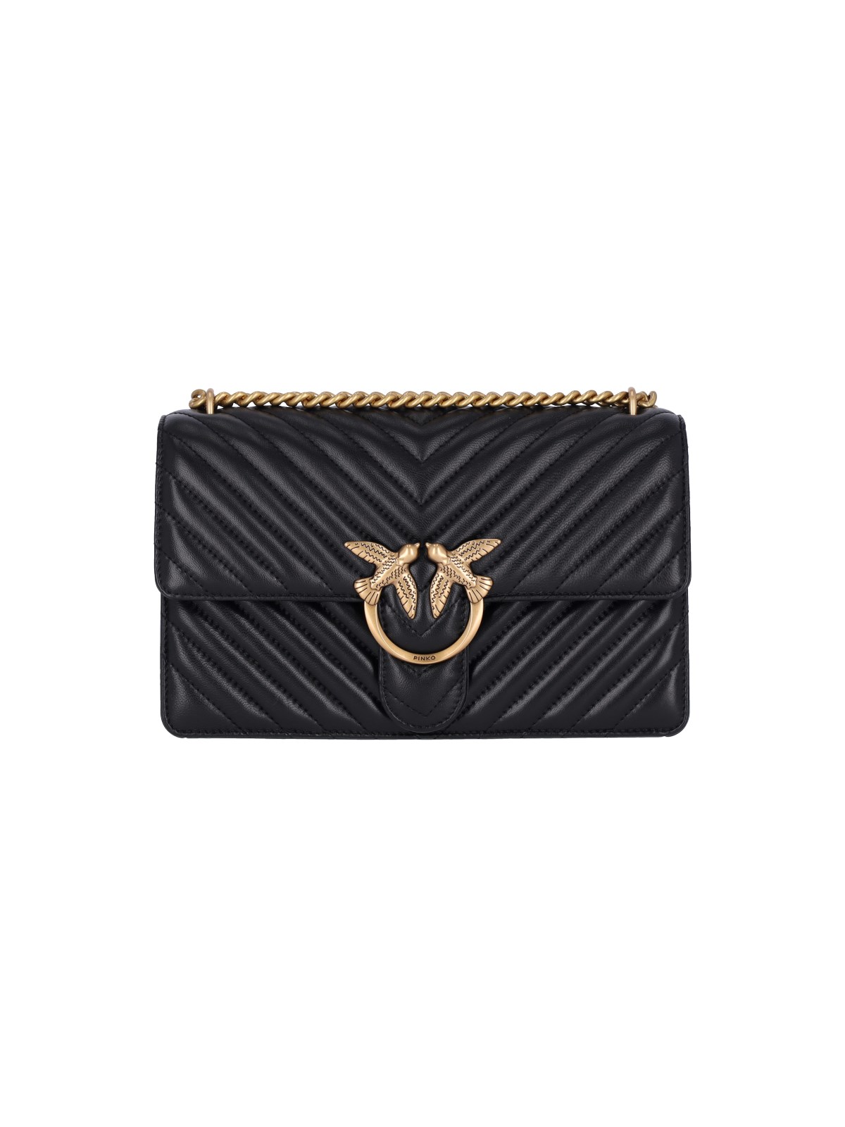 Shop Pinko "classic Love One" Crossbody Bag In Black  