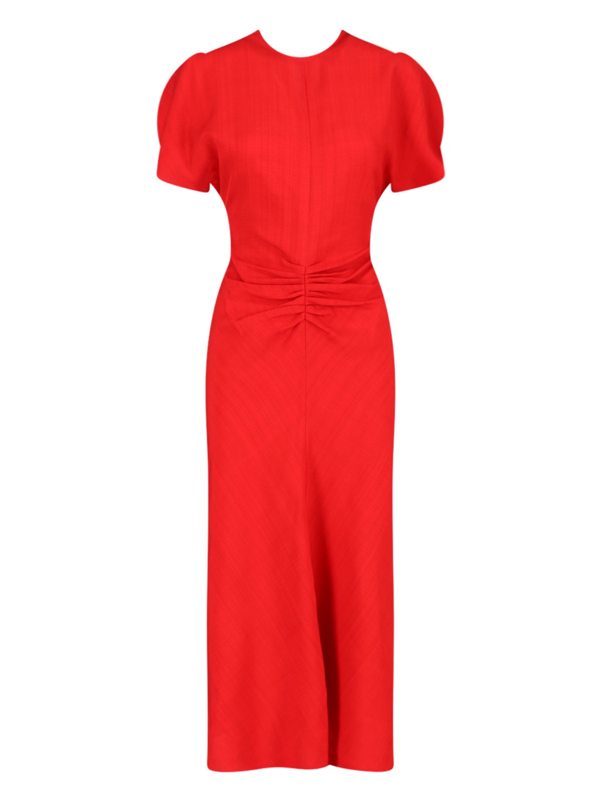 Shop Victoria Beckham Draped Midi Dress In Red