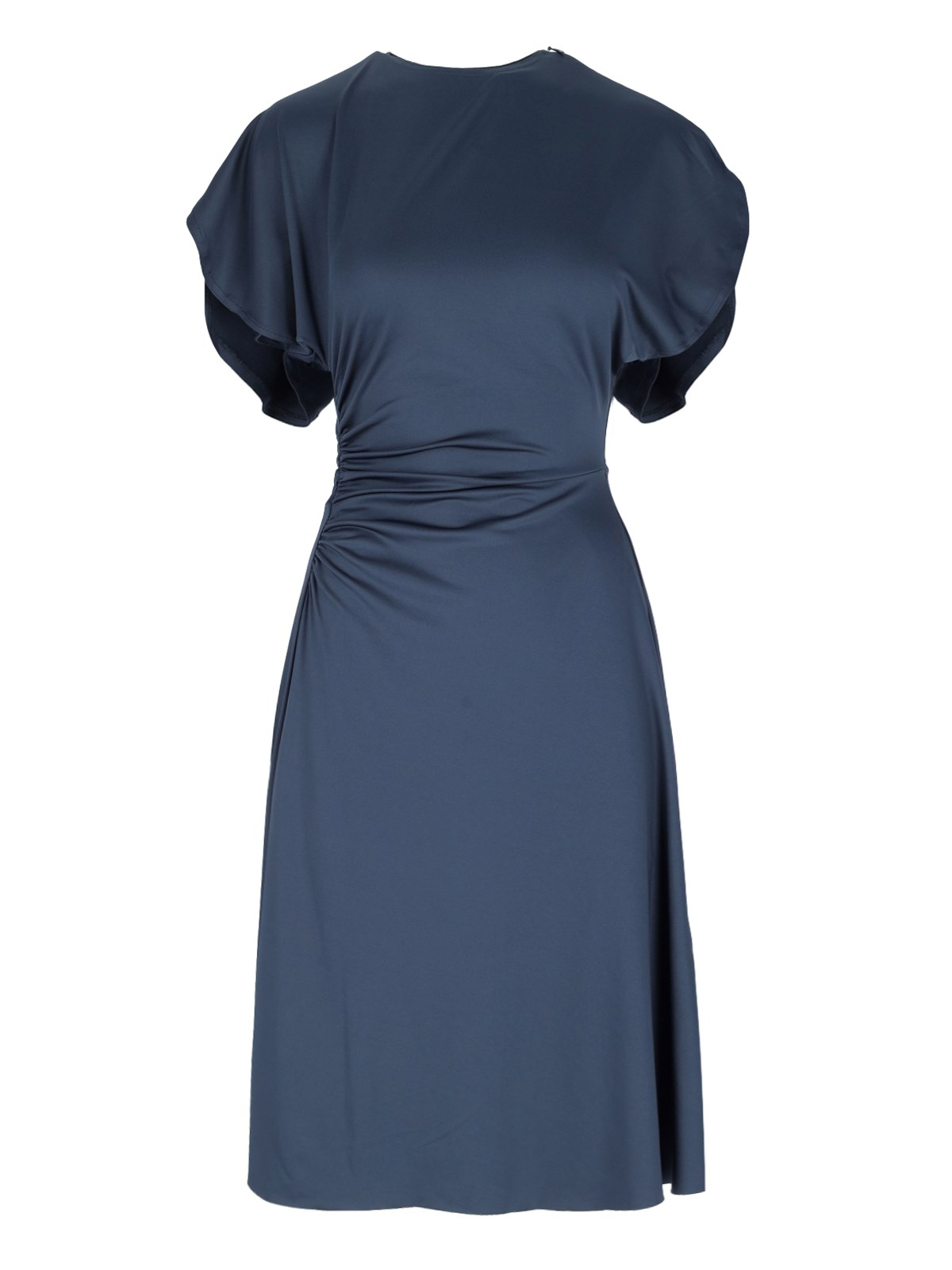 Victoria Beckham Round-neck Midi Dress In Blue
