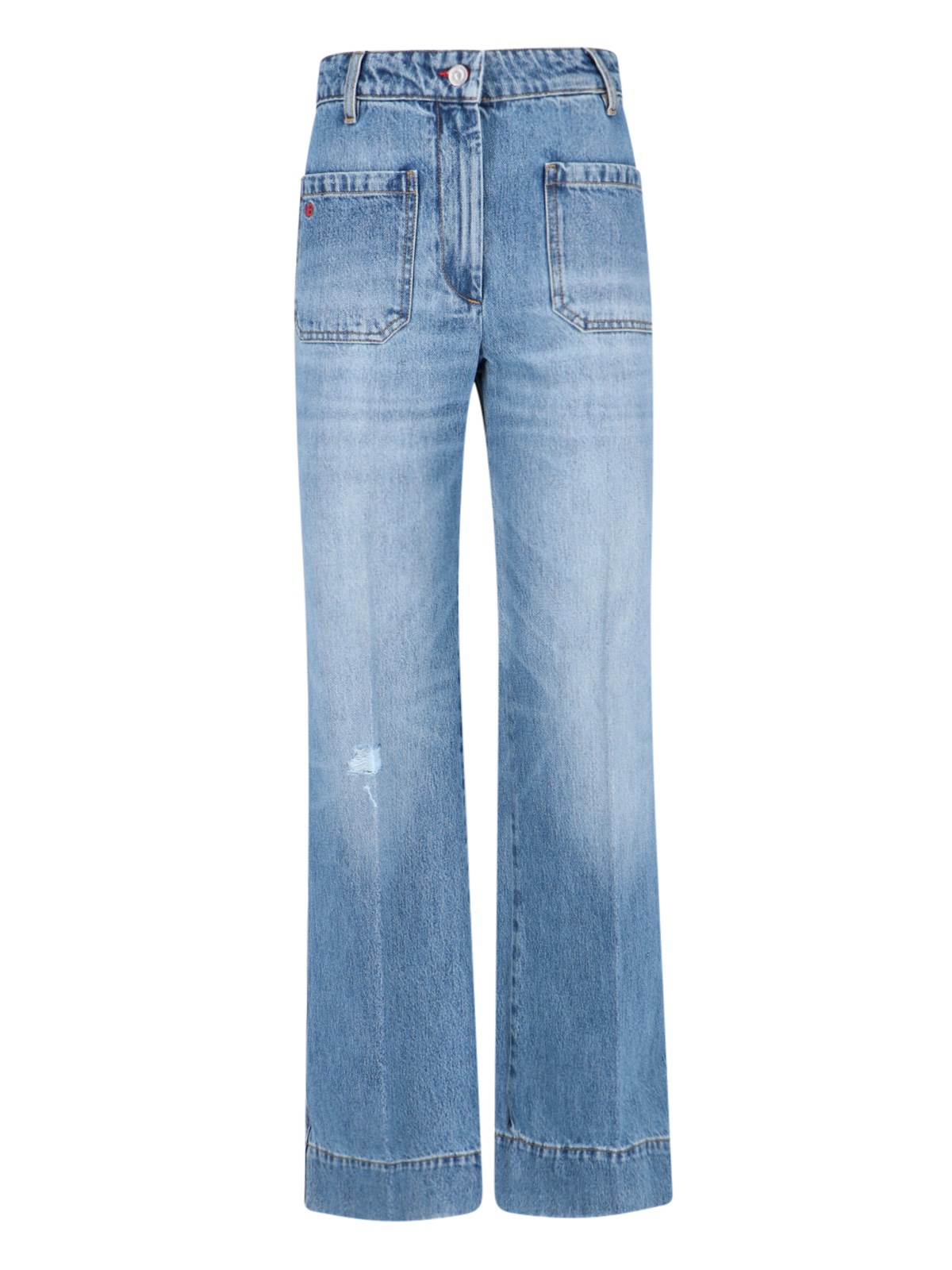 Shop Victoria Beckham "alina" Palazzo Jeans In Blue