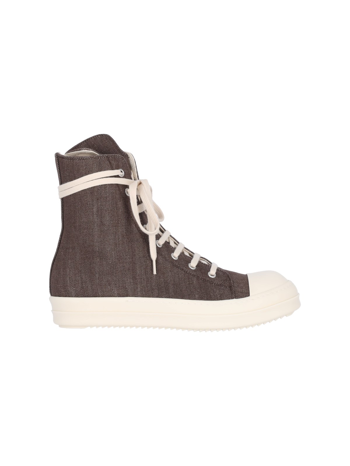 Shop Rick Owens Drkshdw High-top Denim Sneakers In Brown