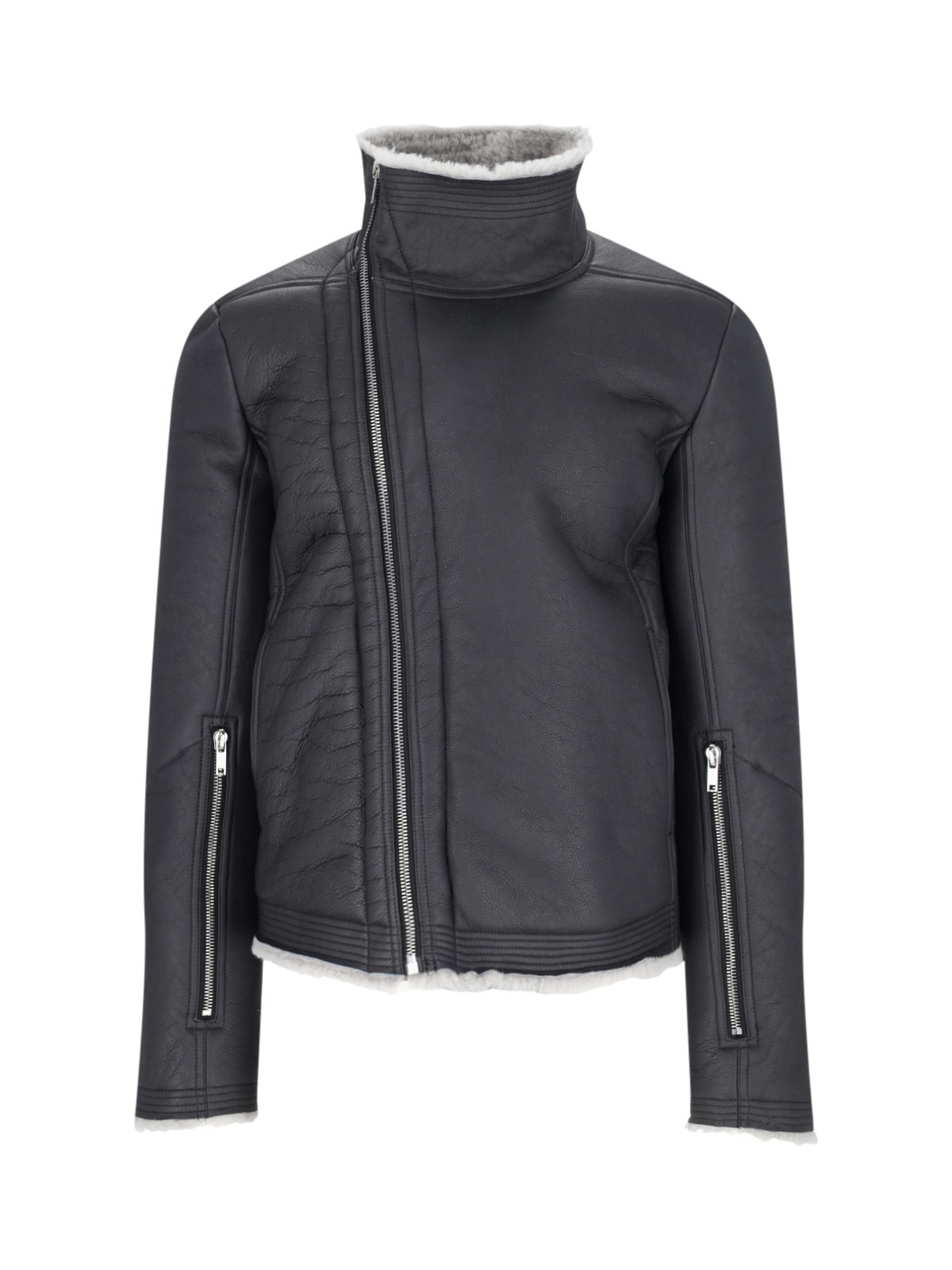 Shop Rick Owens 'bauhaus' Asymmetric Zip Jacket In Black  