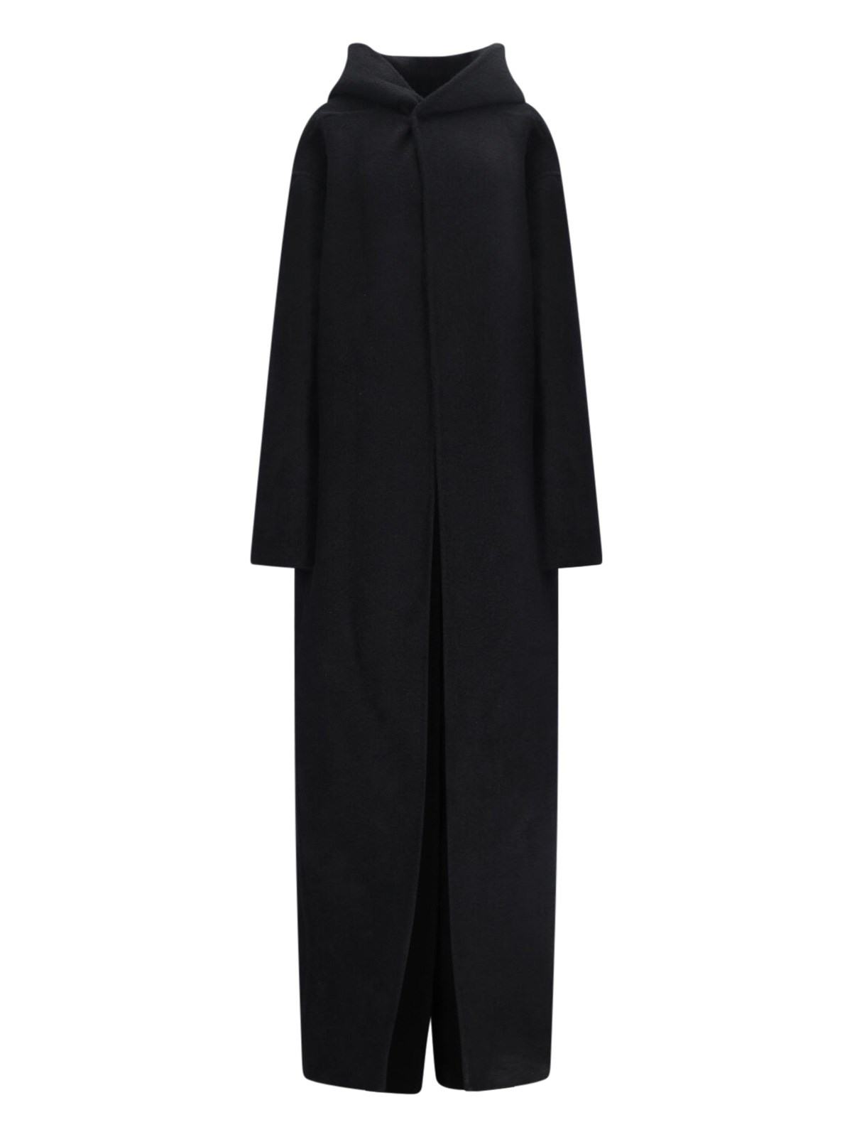 Rick Owens Maxi Coat With Hood In Black