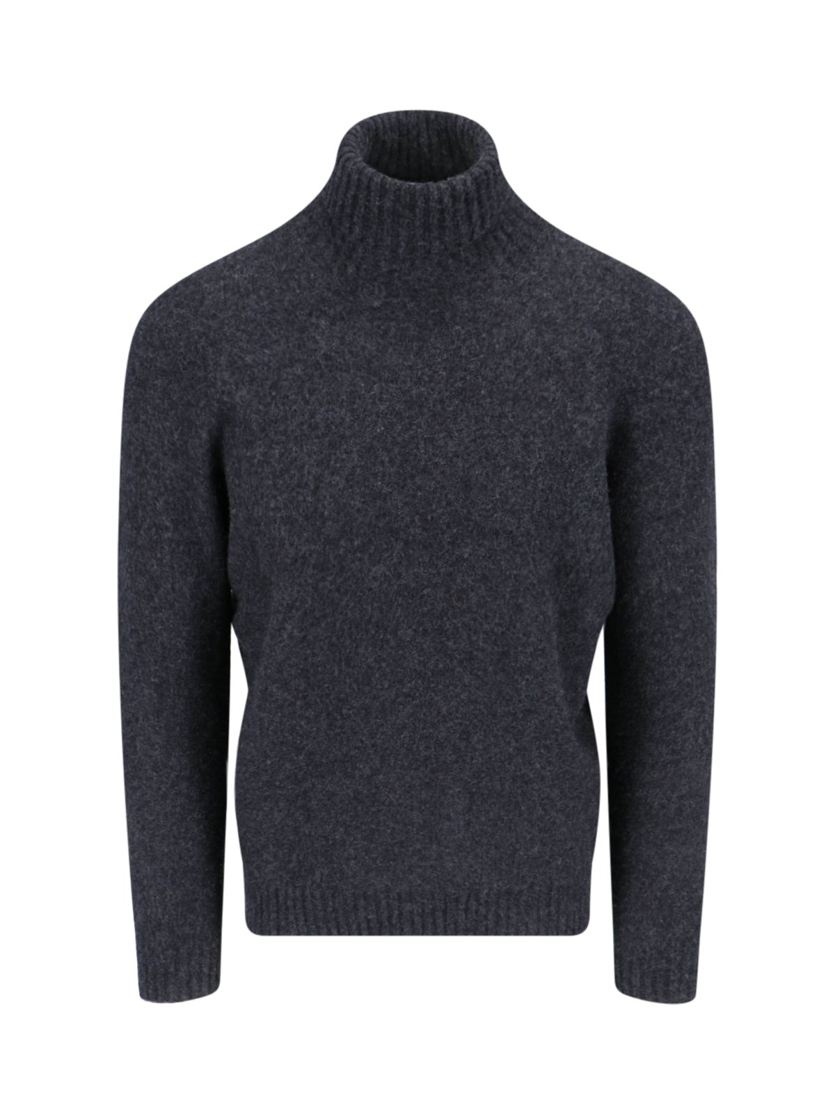 Drumohr Ribbed Turtleneck Sweater With Long Sleeves In Gray