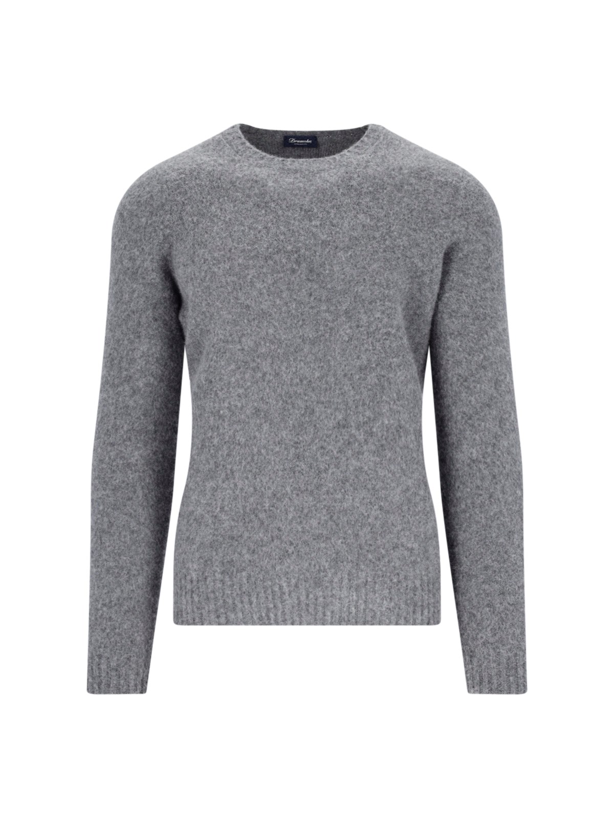 Drumohr Ribbed Crewneck Sweater Soft Texture In Gray