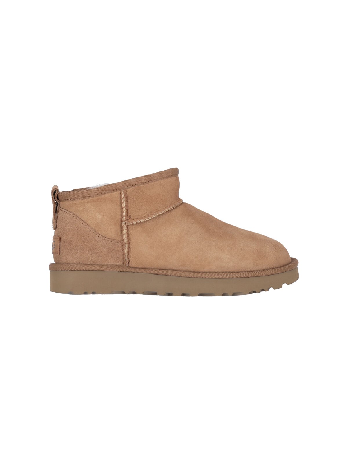 Ugg Classic Ultra Mini Low Heels Ankle Boots In Beige Suede In Beige
