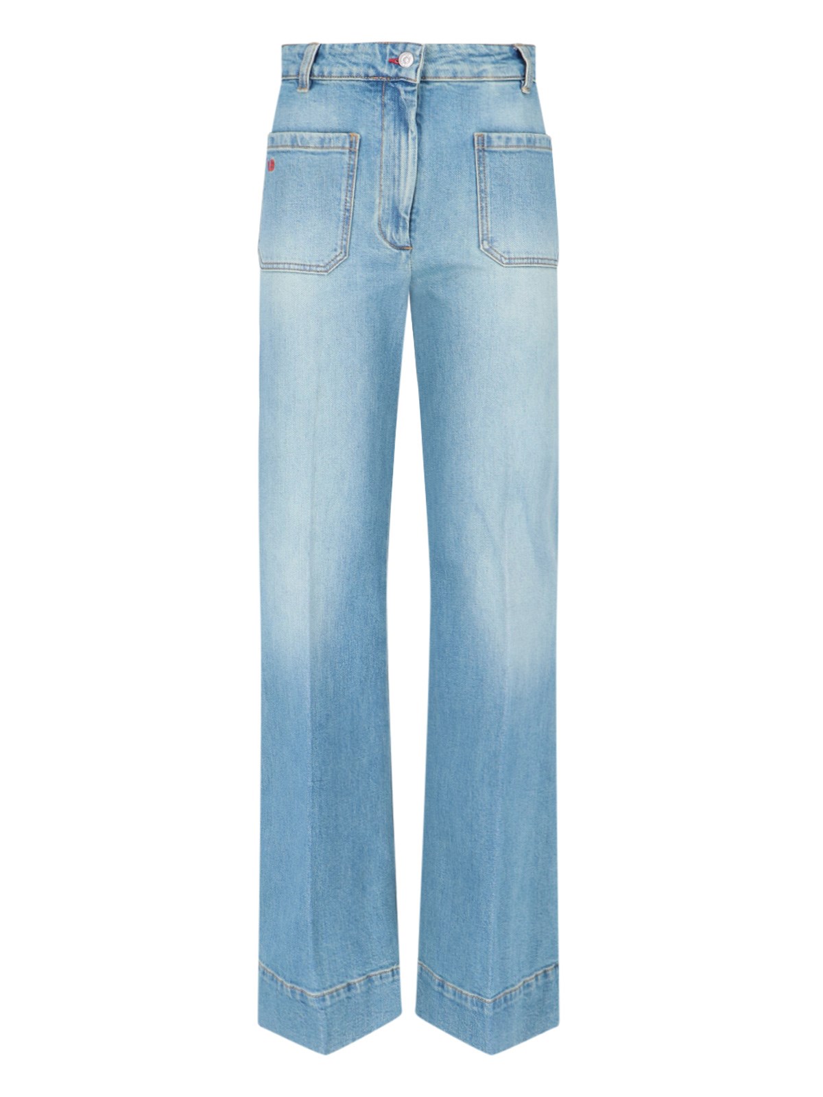 Shop Victoria Beckham "alina" Palazzo Jeans In Blue