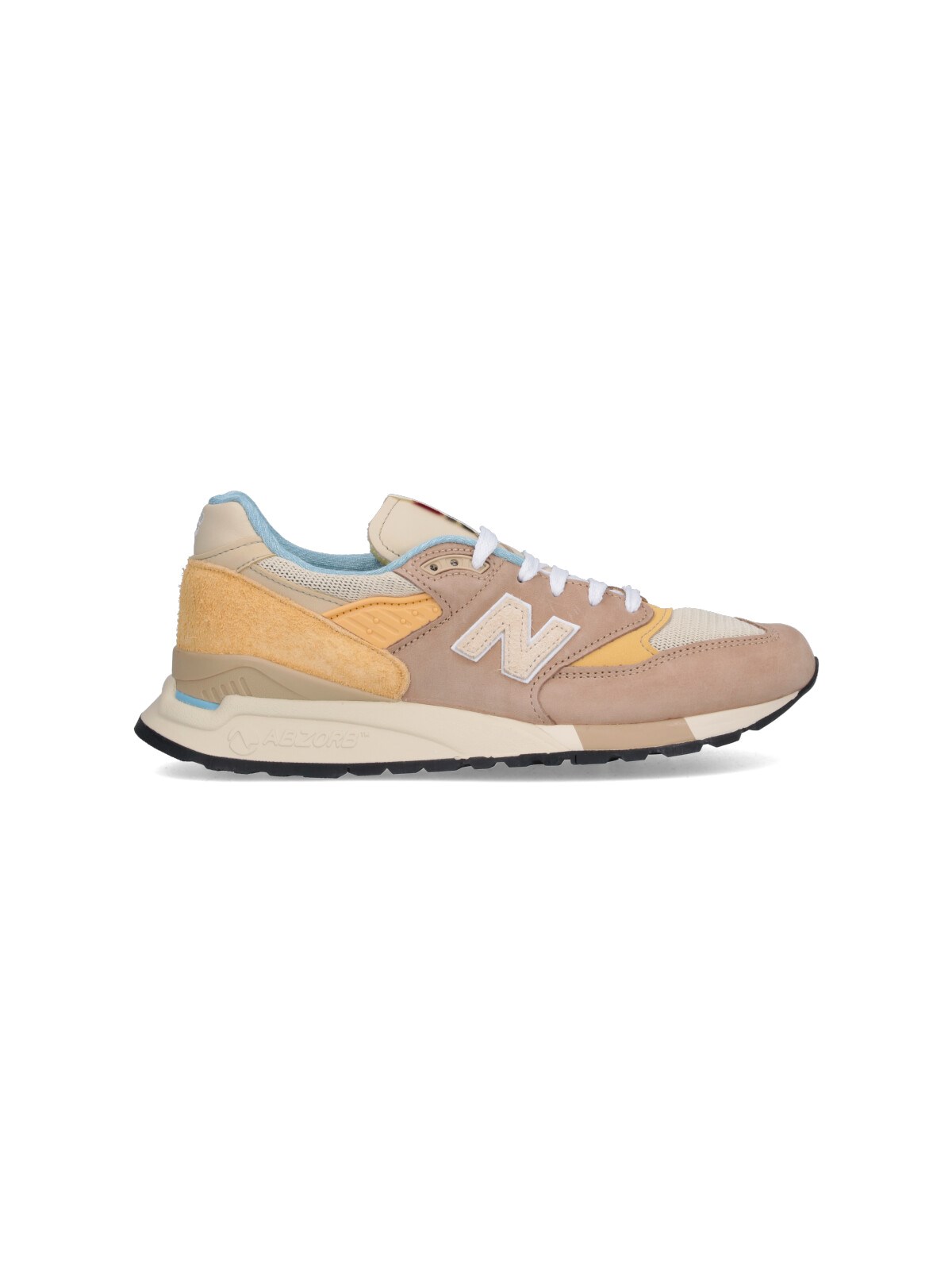 New Balance Suede And Mesh Sneakers With Signature Logo Detail In Beige