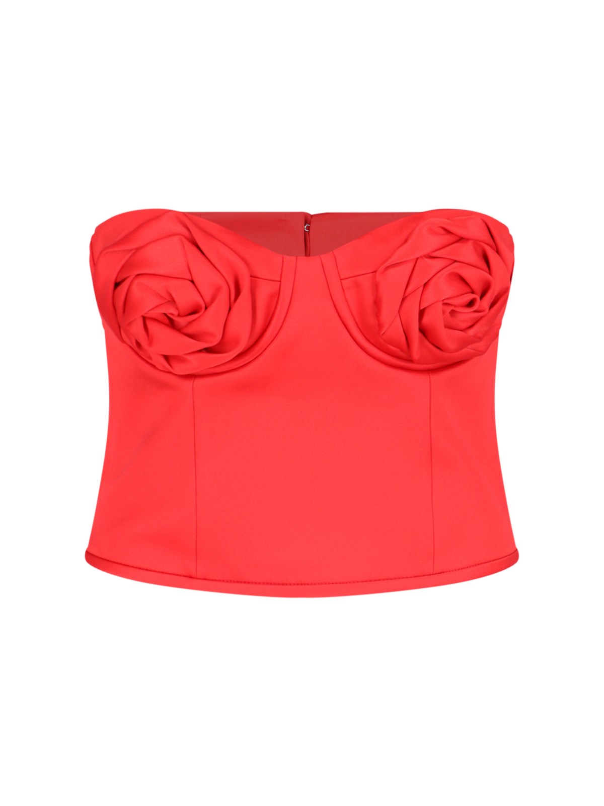 Shop Marc Jacobs "the Satin Rose Corsette" Crop Top In Red