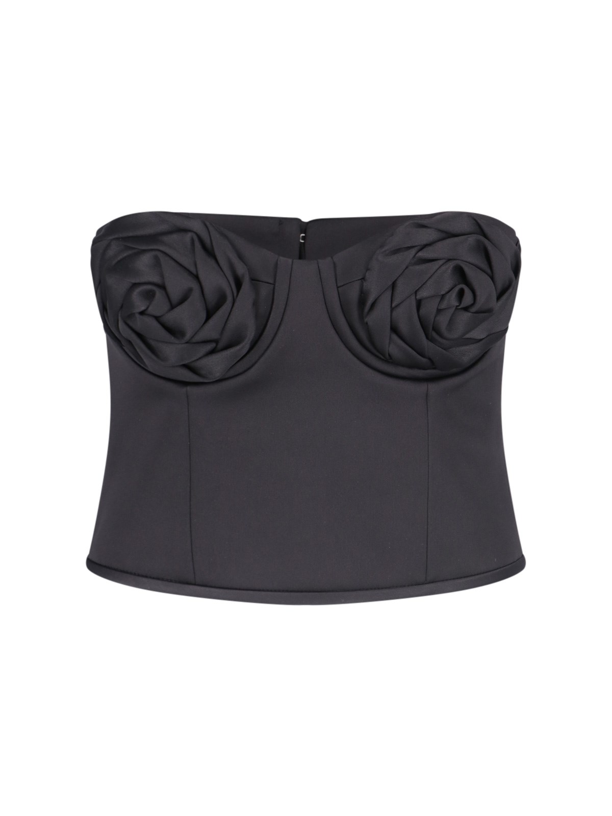 Shop Marc Jacobs "the Satin Rose Corsette" Crop Top In Black