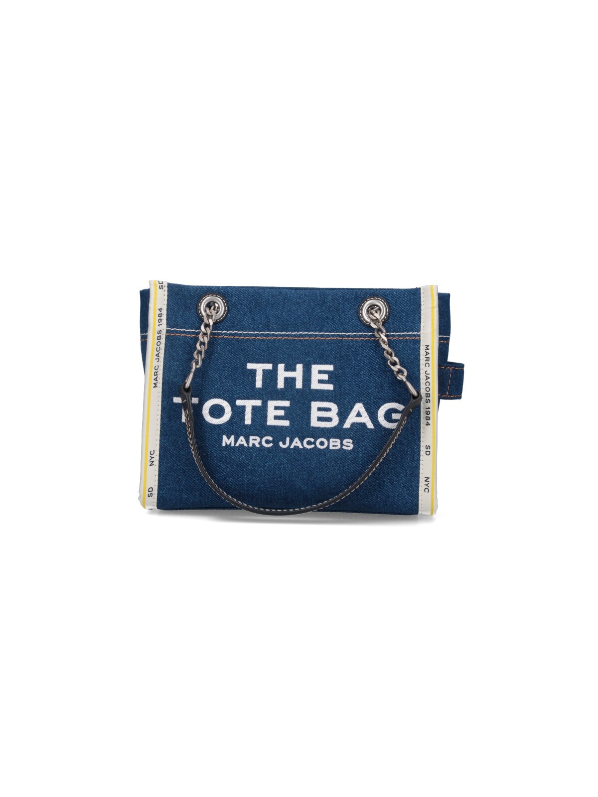 Shop Marc Jacobs 'the Denim Chain' Small Tote Bag In Blue