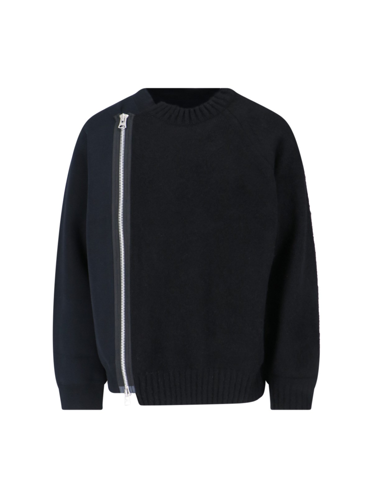 Shop Sacai Logo Zip Sweater In Black  