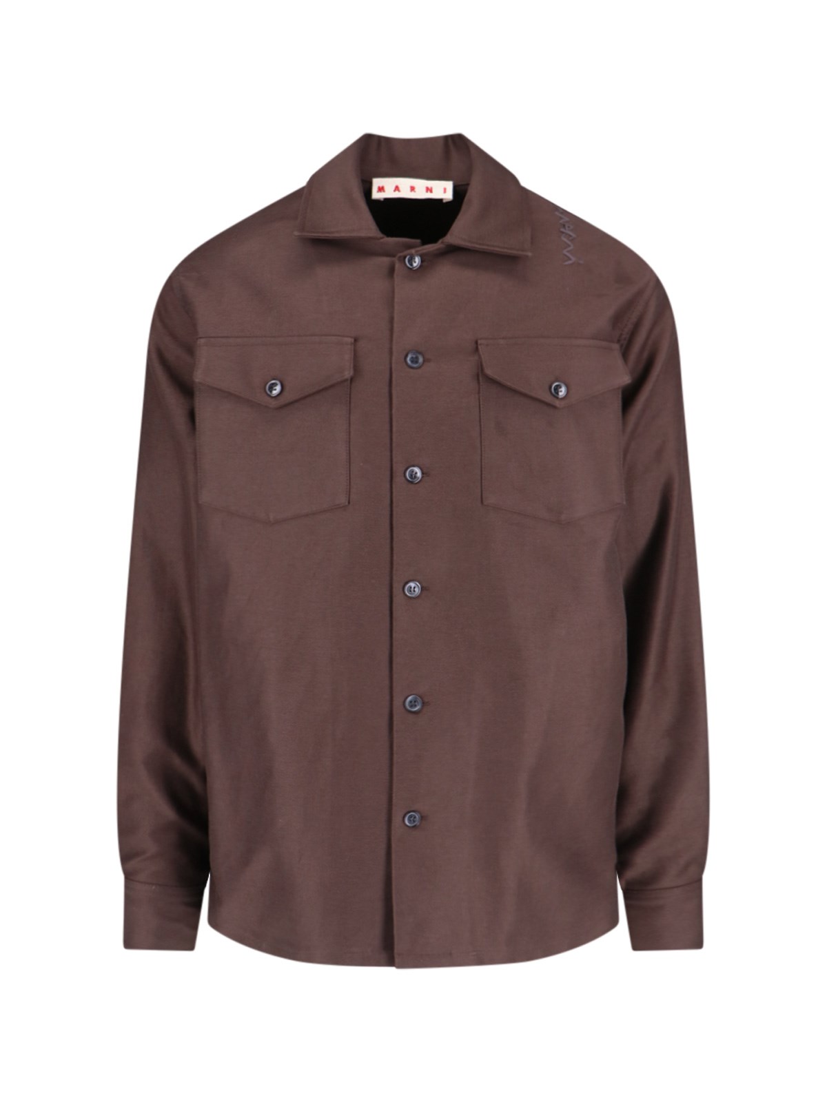 Shop Marni Classic Shirt In Brown