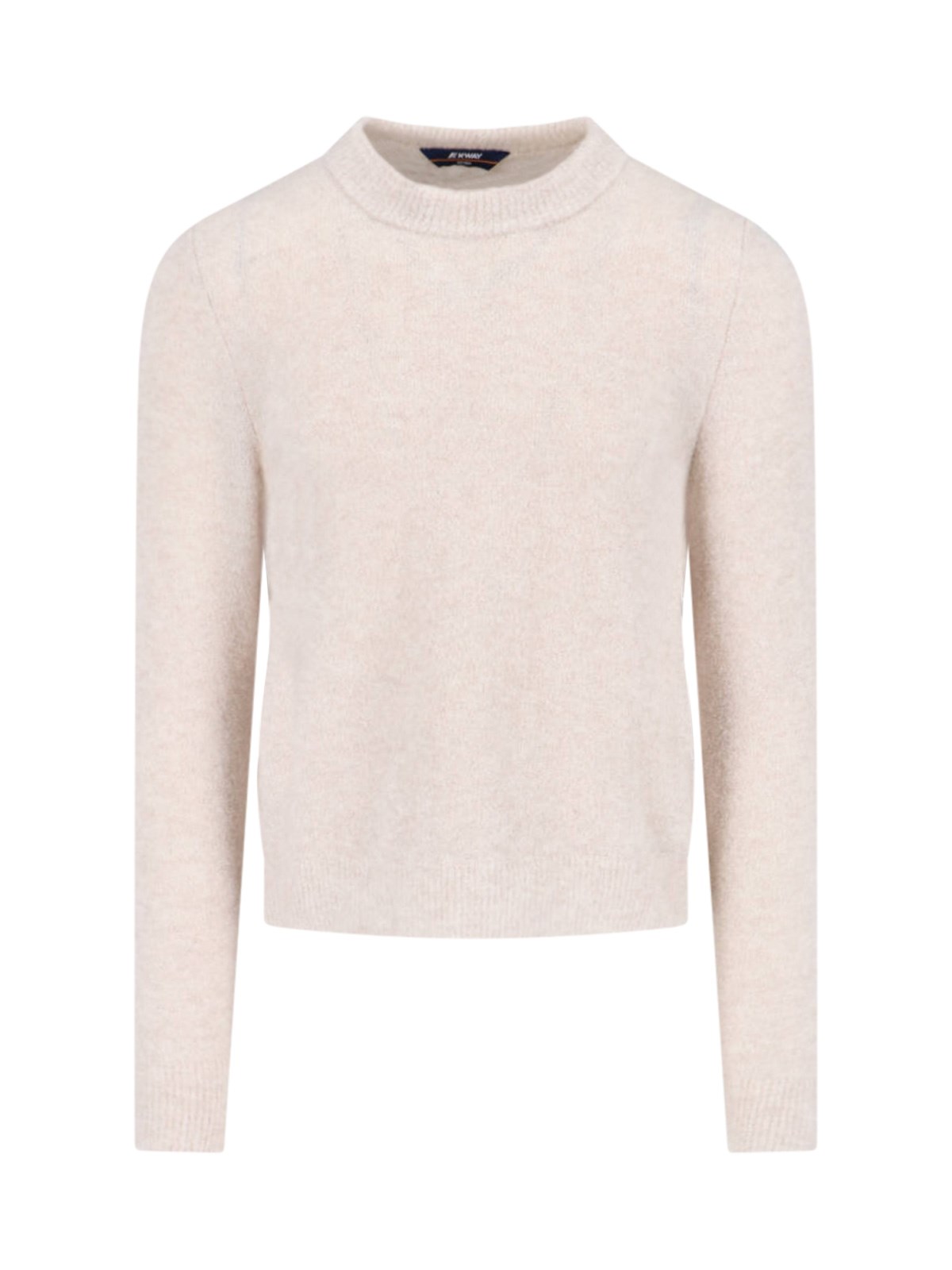 K-way Soft Texture Crewneck Sweater With Ribbed Cuffs In Beige
