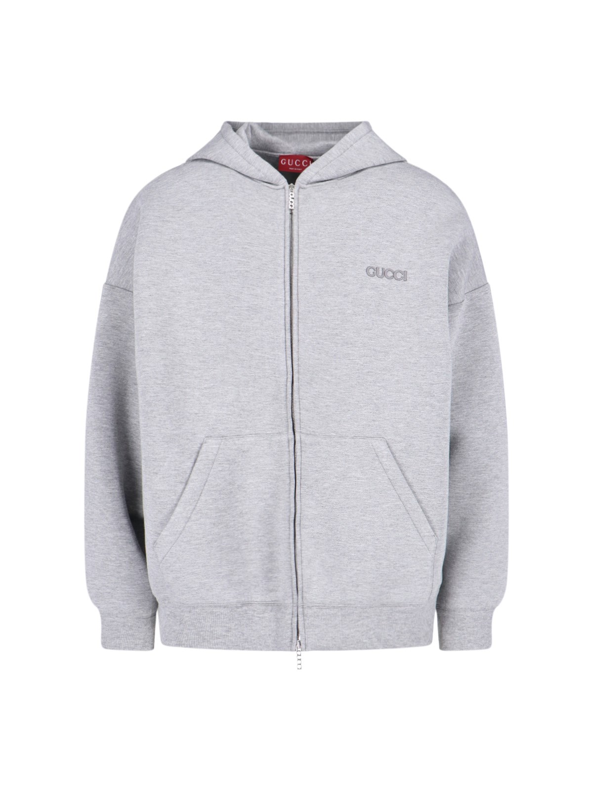 Shop Gucci Logo Hoodie In Gray