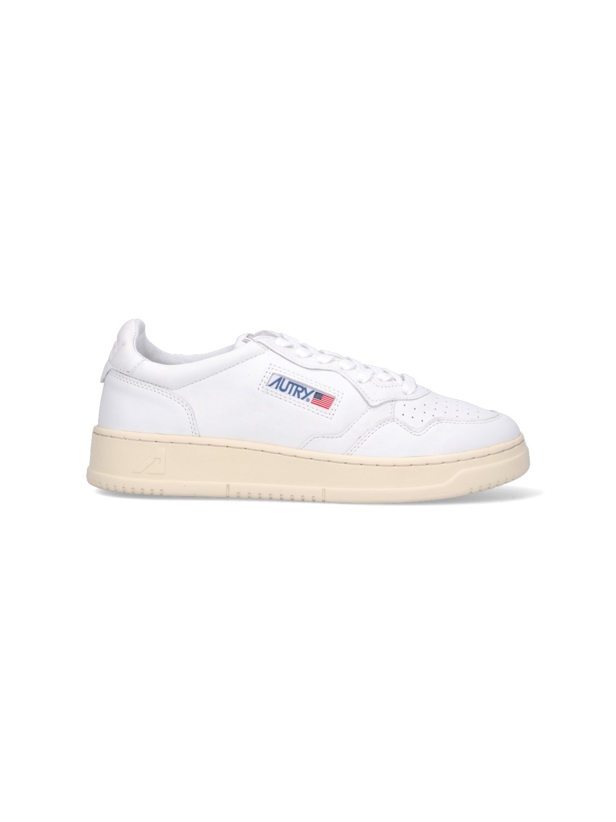 Autry Medalist Low White Sneakers With Suede Inserts And Tonal Heel Tab In Leather Man In White