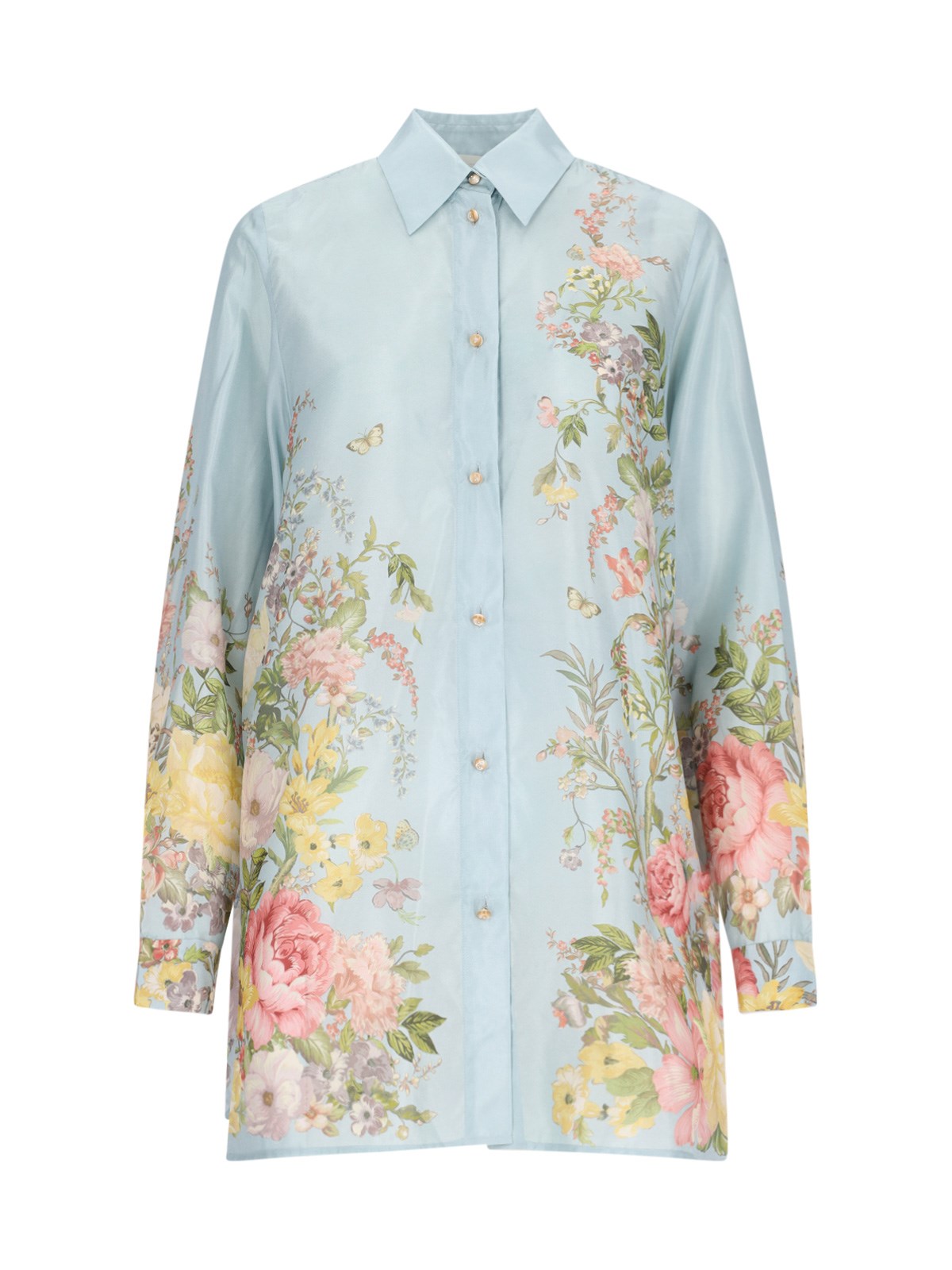 Shop Zimmermann Oversized 'waverly' Shirt In Light Blue