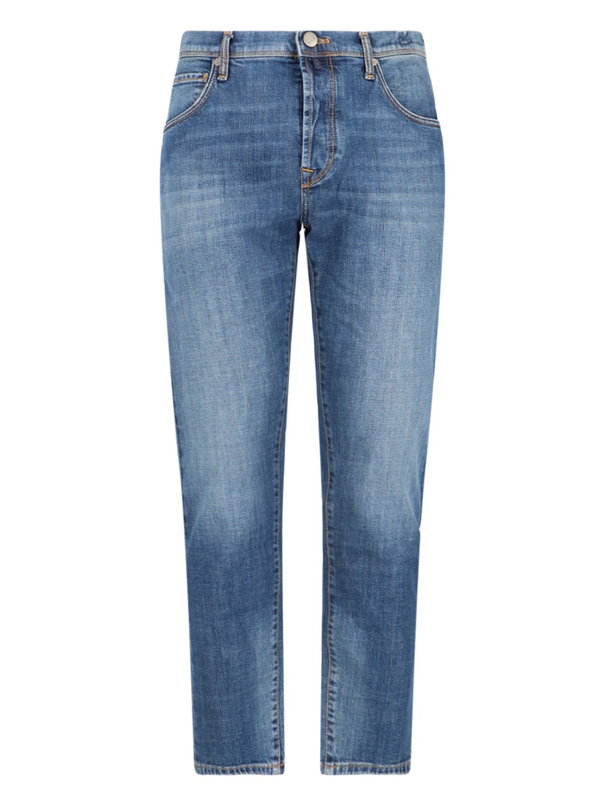 Shop Incotex Straight Jeans In Blue