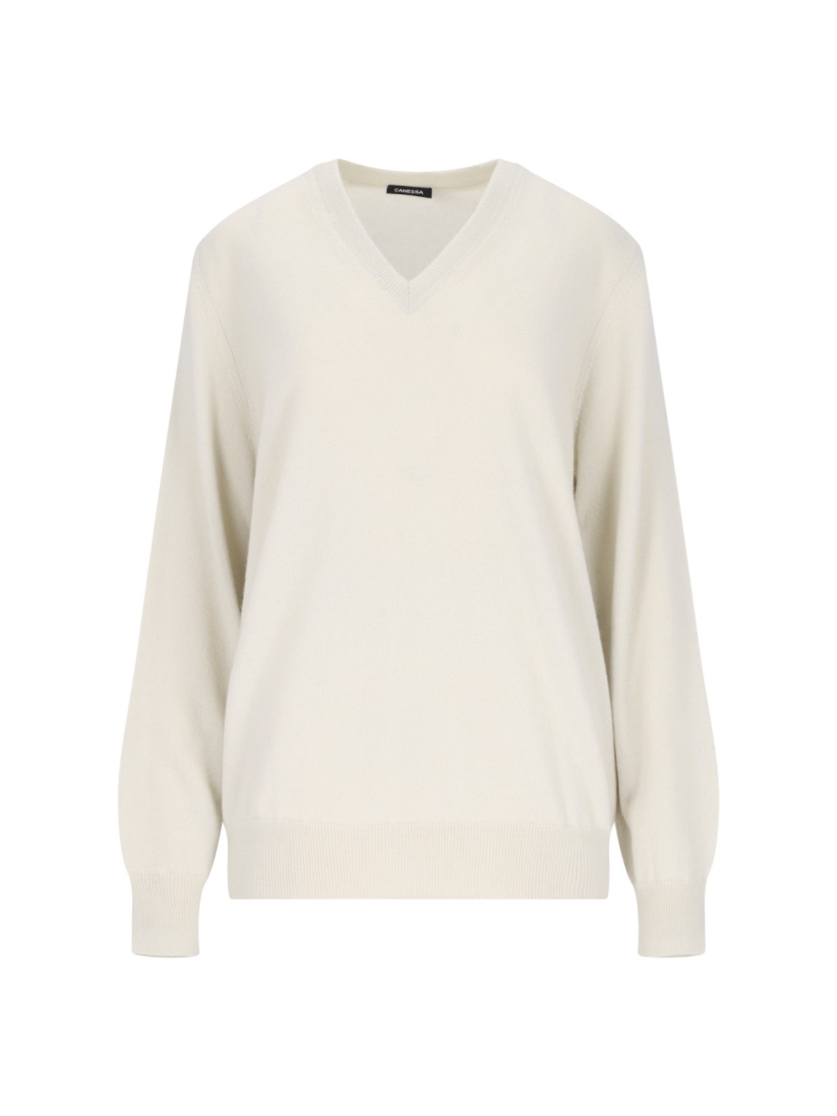 Canessa V-neck Sweater In Cream Cashmere In White