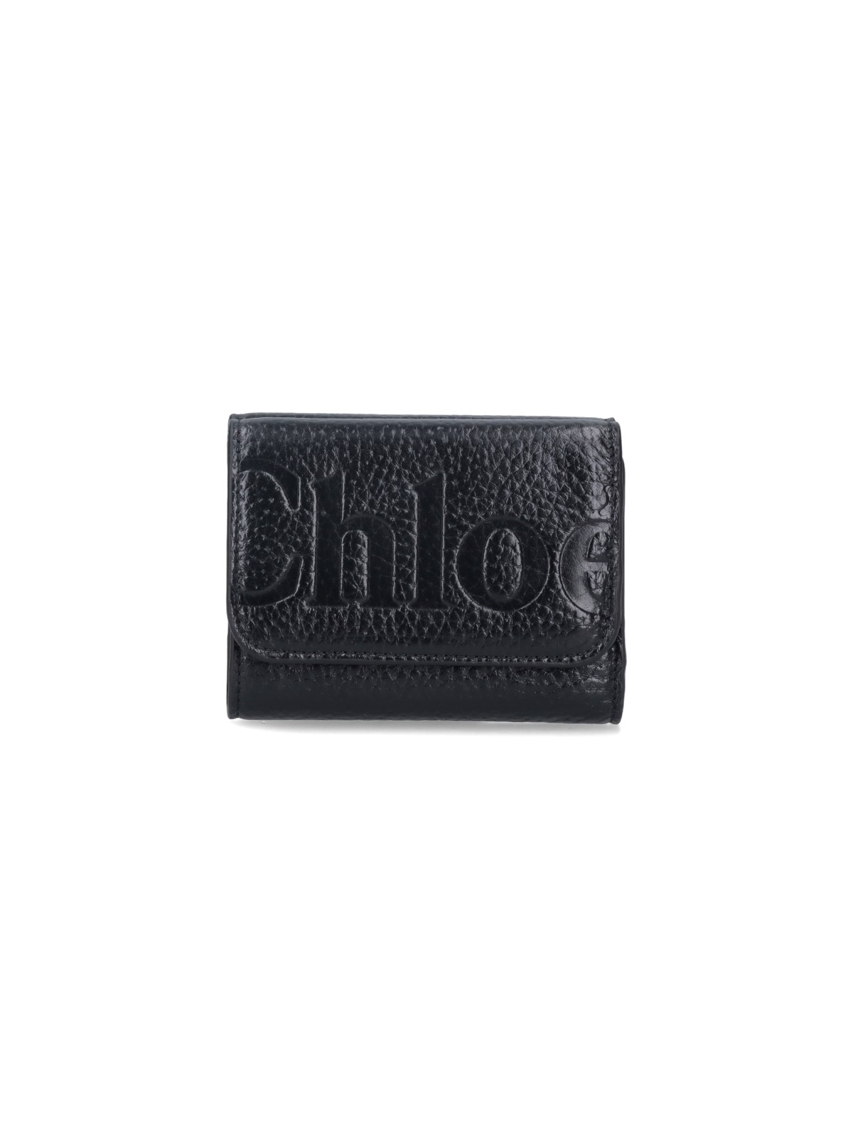 Shop Chloé Tri-fold Logo Wallet In Black  