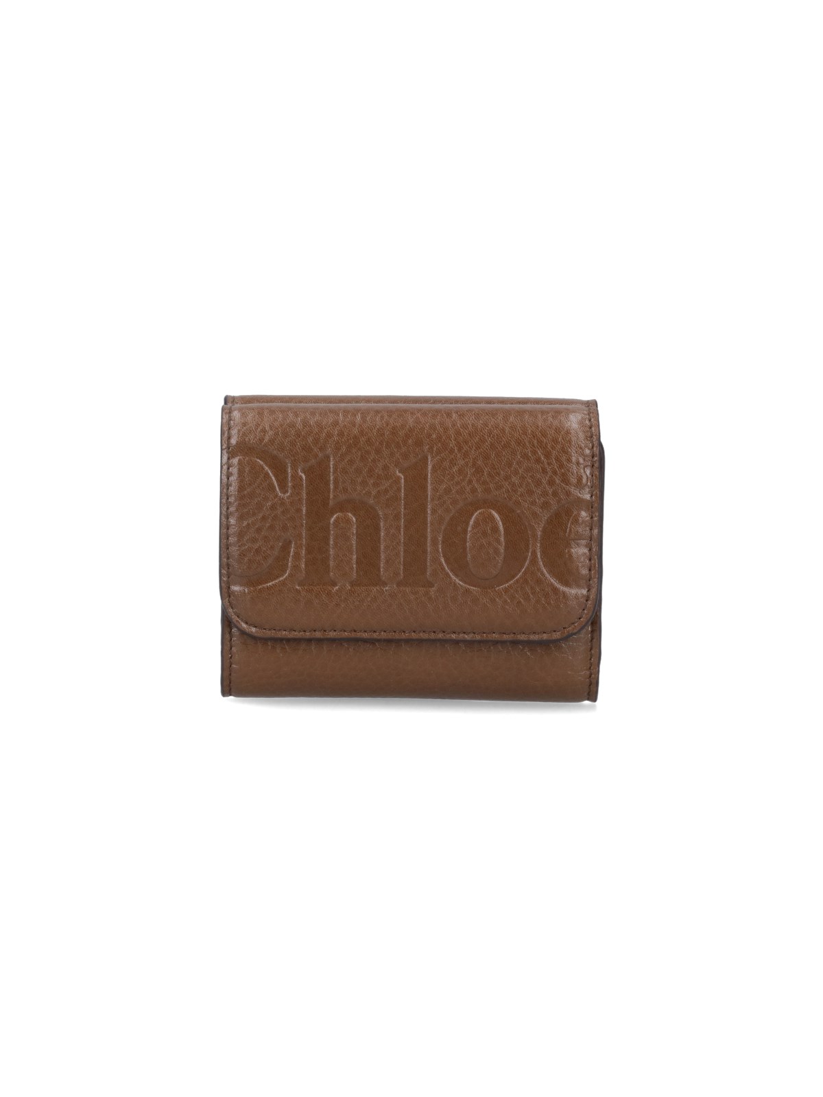 Shop Chloé Tri-fold Logo Wallet In Brown