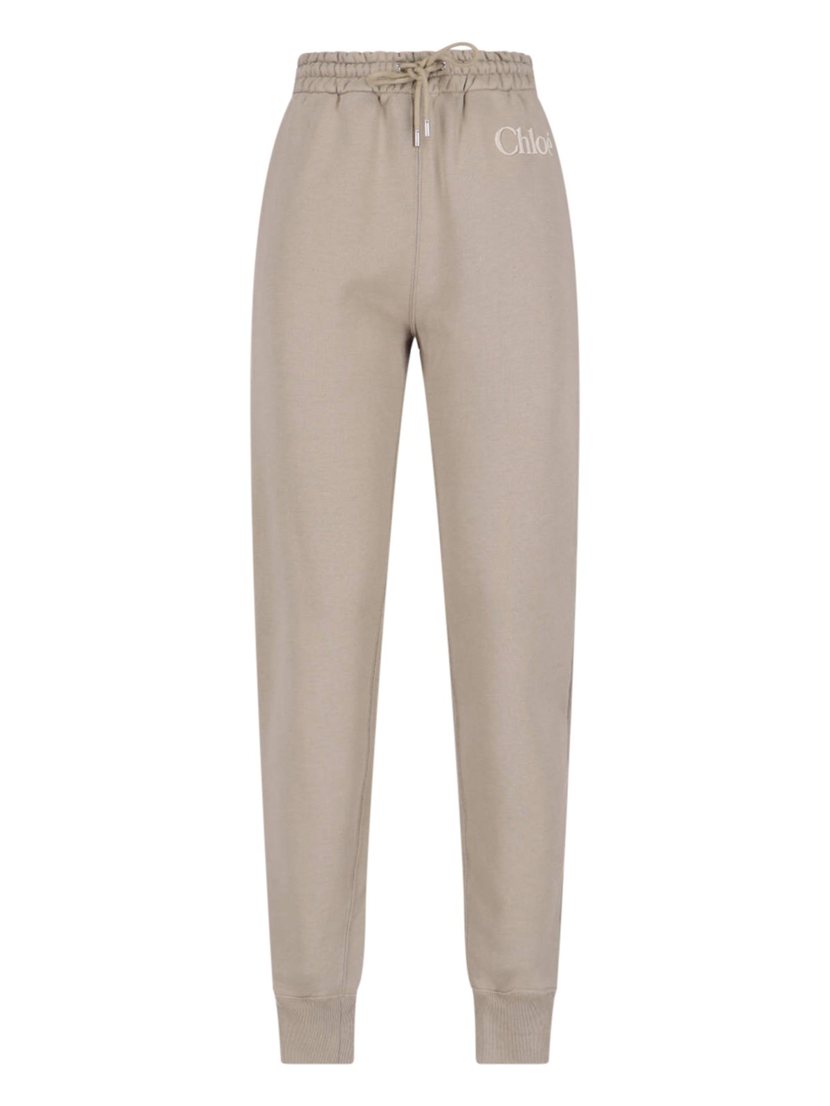 Shop Chloé Logo Track Pants In Taupe