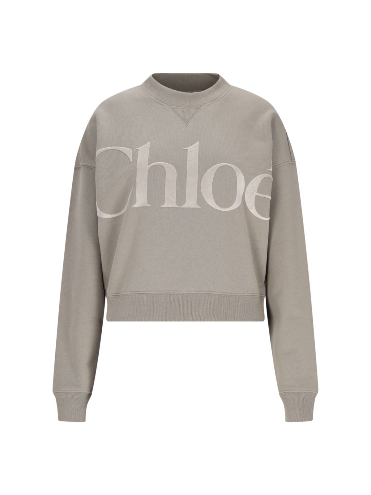 Shop Chloé Logo Crewneck Sweatshirt In Gray