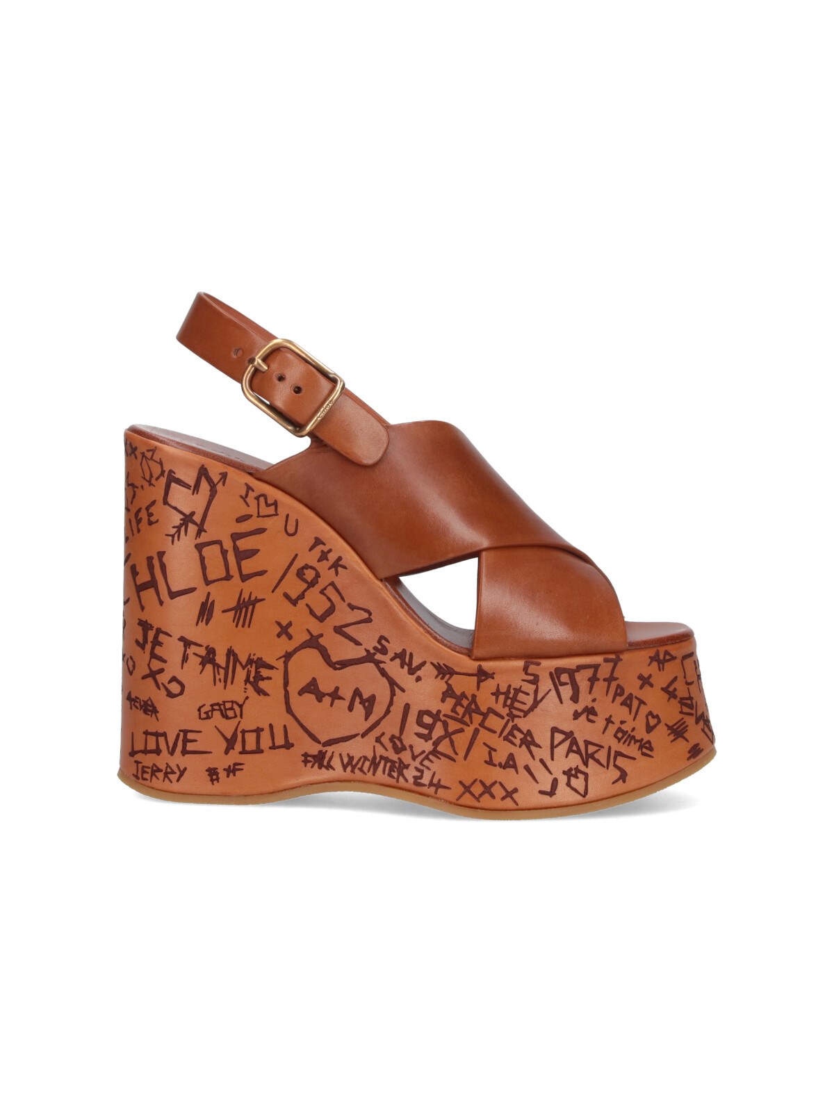 Shop Chloé Wedge Sandals "maxime" In Brown