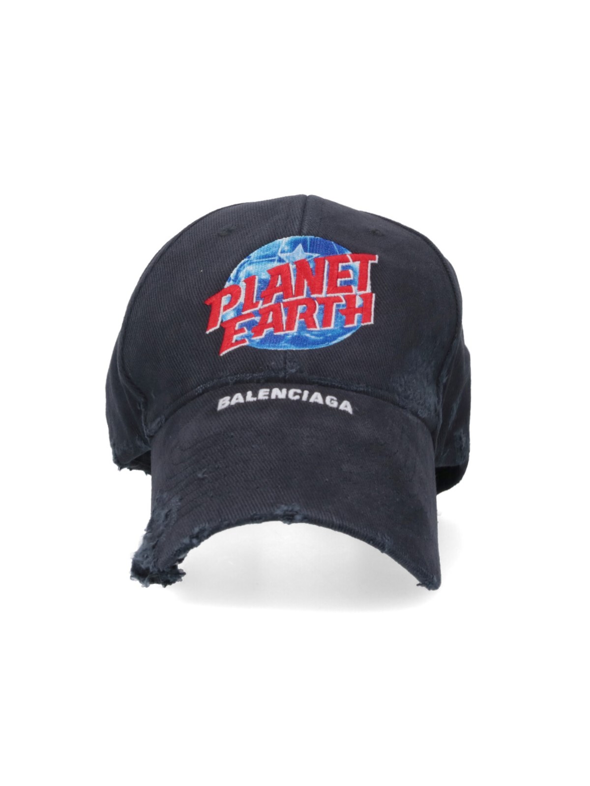 Shop Balenciaga 'planet Earth' Baseball Cap In Black  