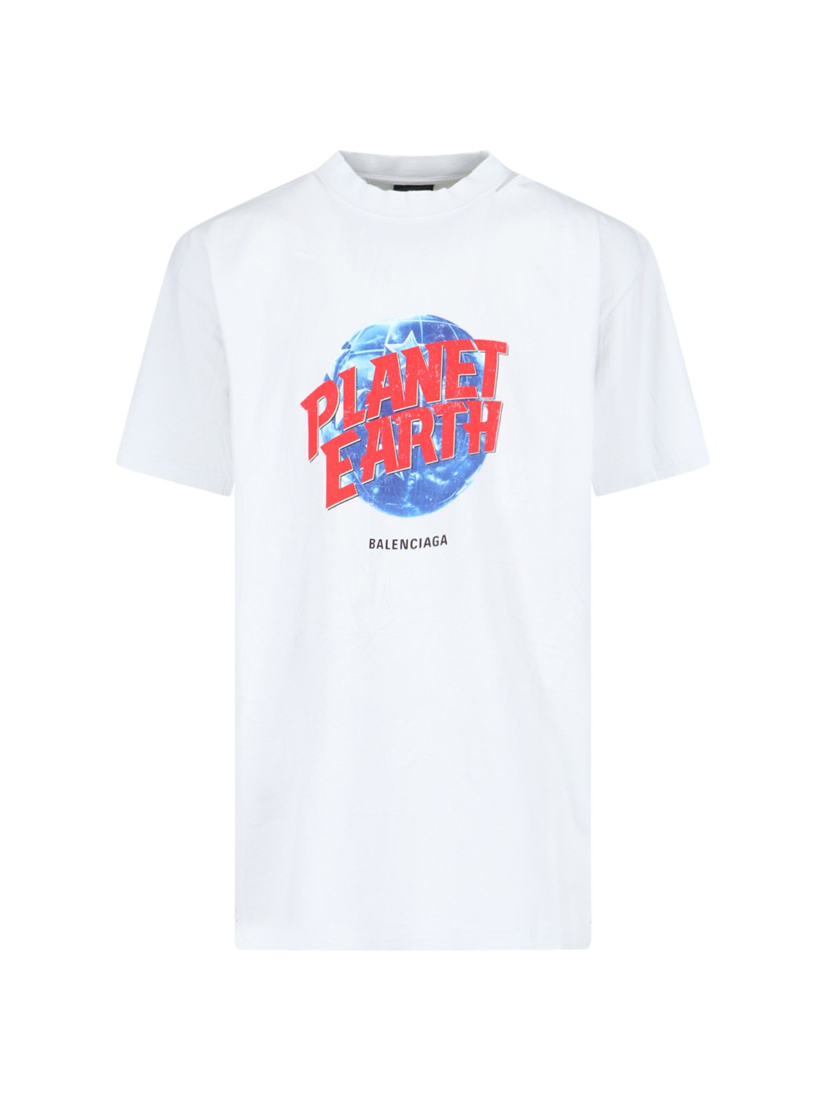 Shop Balenciaga "planet Earth" Logo T-shirt In White