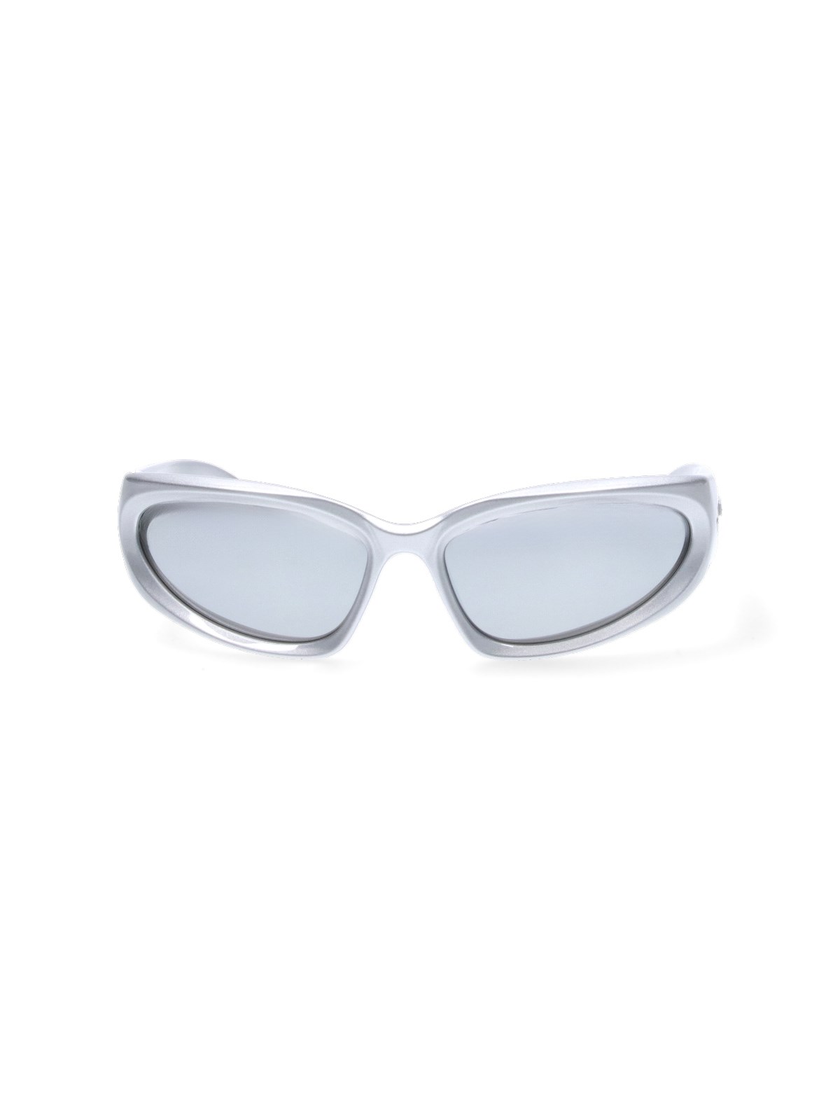 Shop Balenciaga 'swift Oval' Sunglasses In Silver