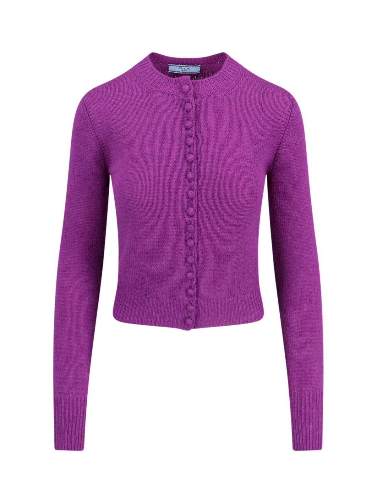 Shop Prada Cashmere Cardigan In Purple