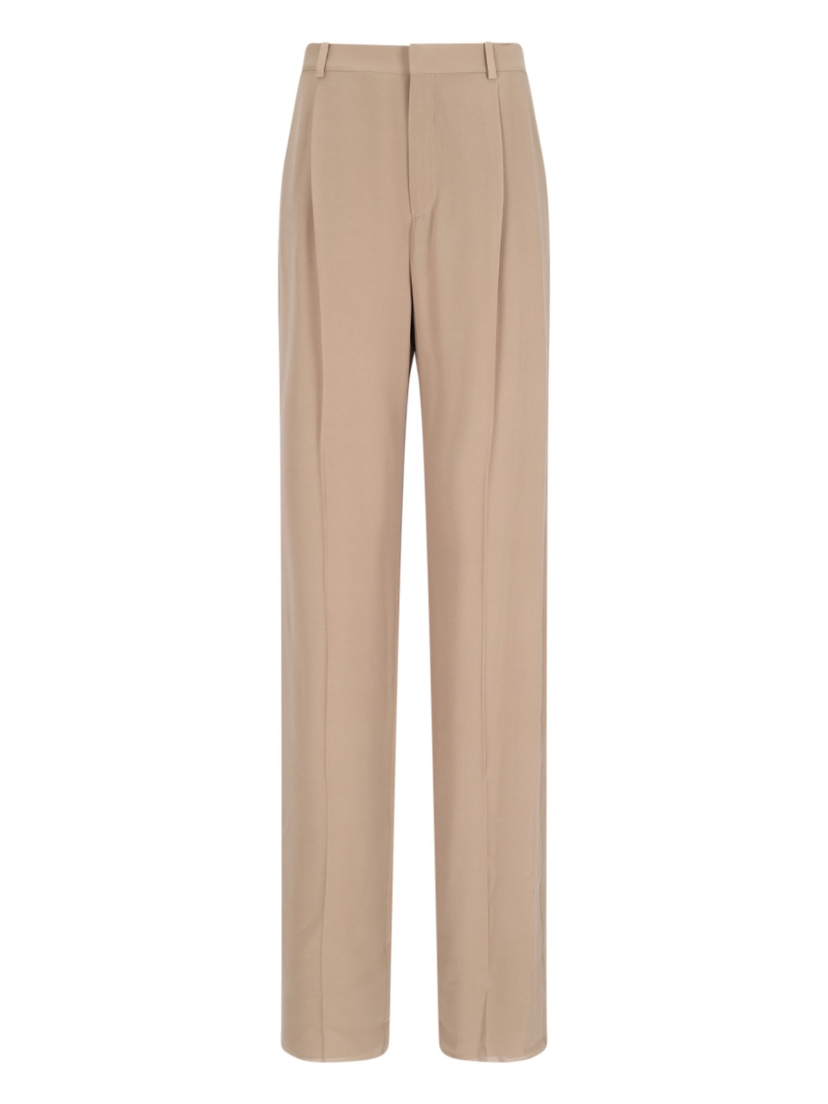 Shop Saint Laurent Straight Pants In Beige