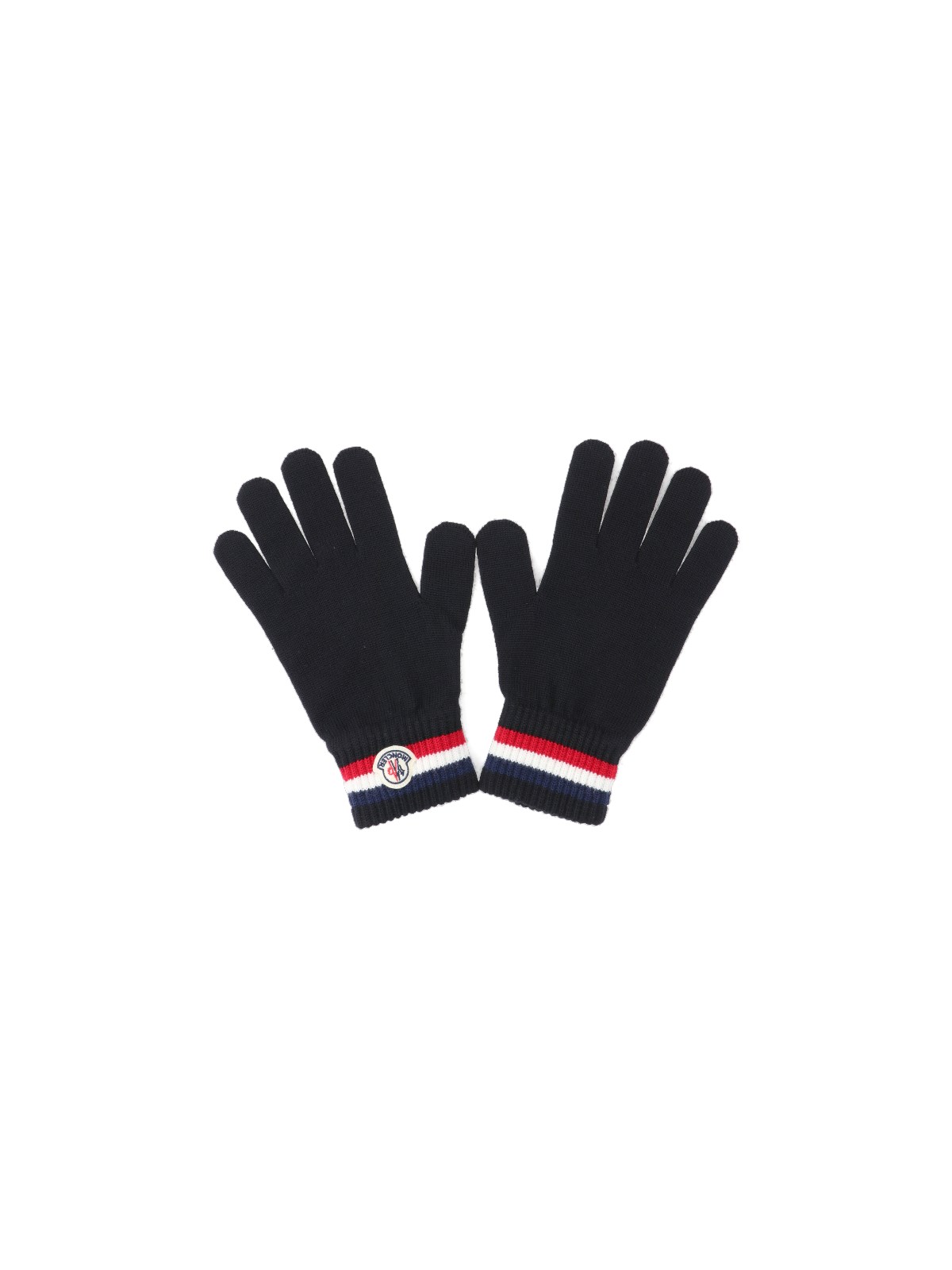 Shop Moncler 'tricolore' Logo Gloves In Black  