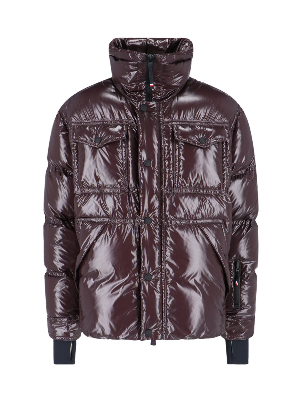 Shop Moncler High Neck Down Jacket In Red