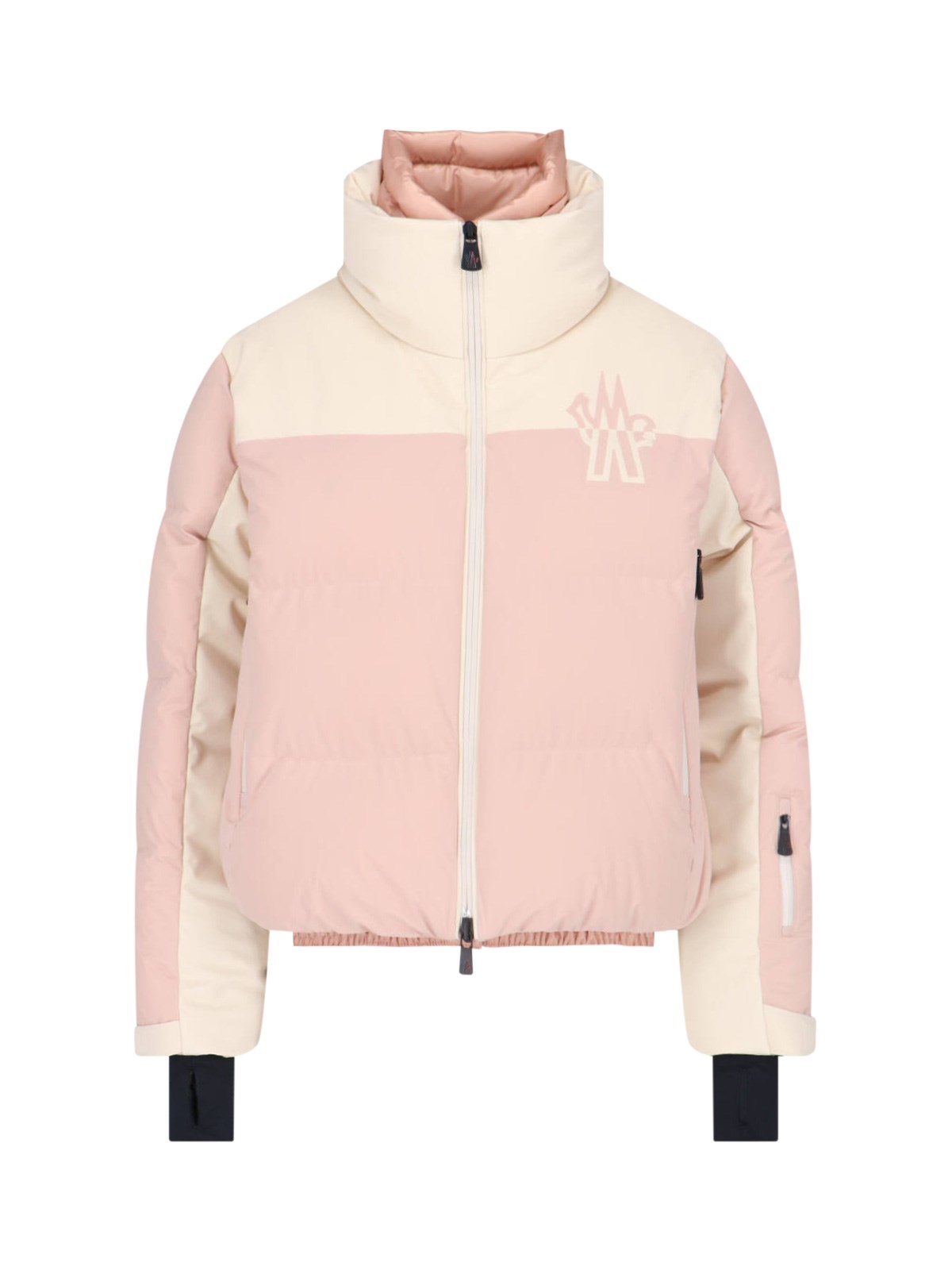 Shop Moncler Two-tone Down Jacket In Pink