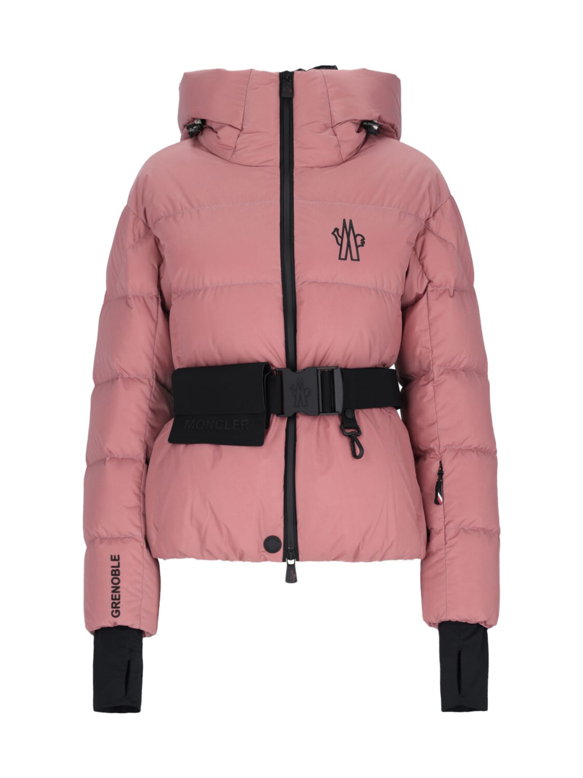 Shop Moncler 'bouquetin' Belted Down Jacket In Pink