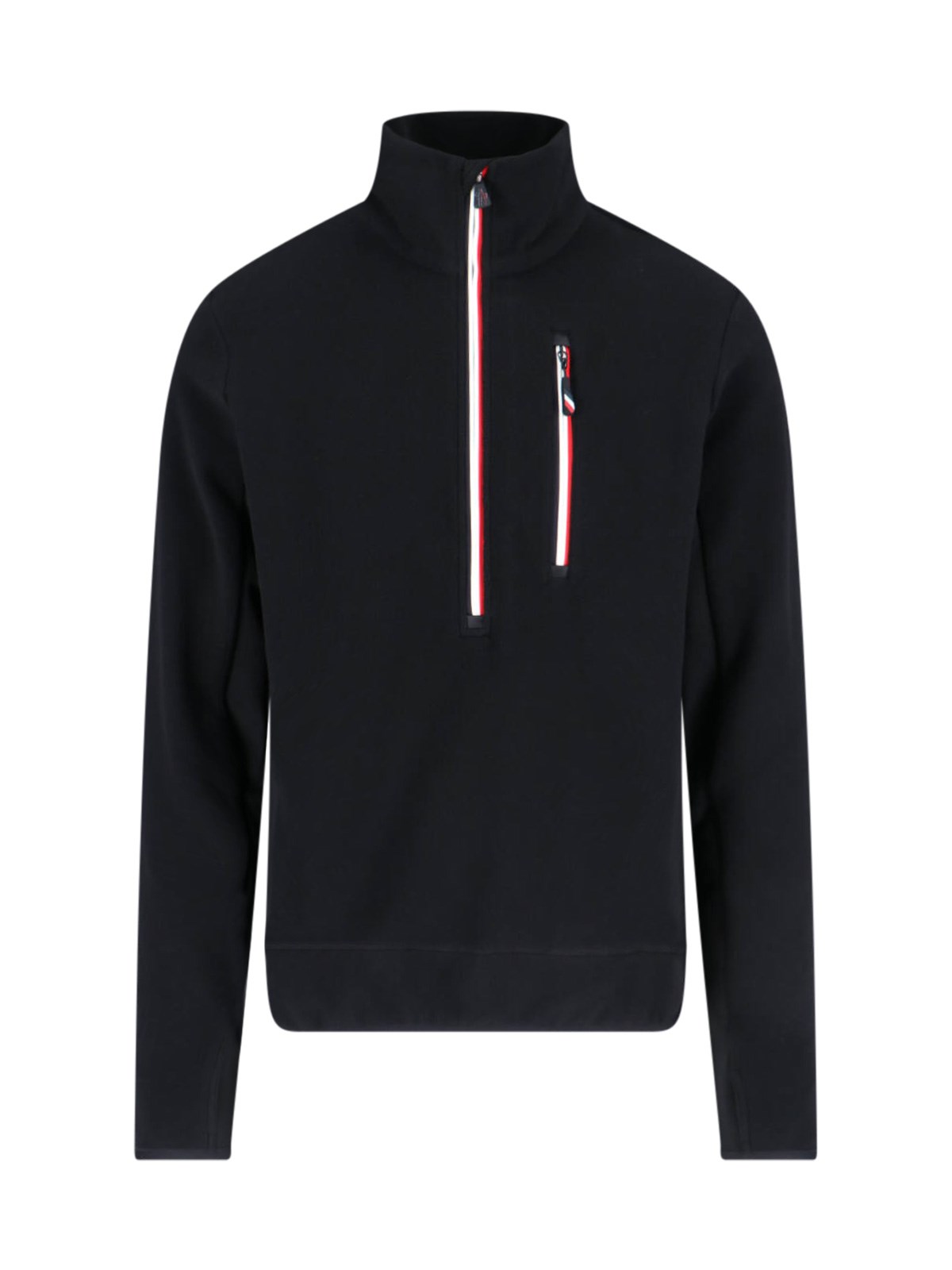 Shop Moncler Logo Zip Sweatshirt In Black  