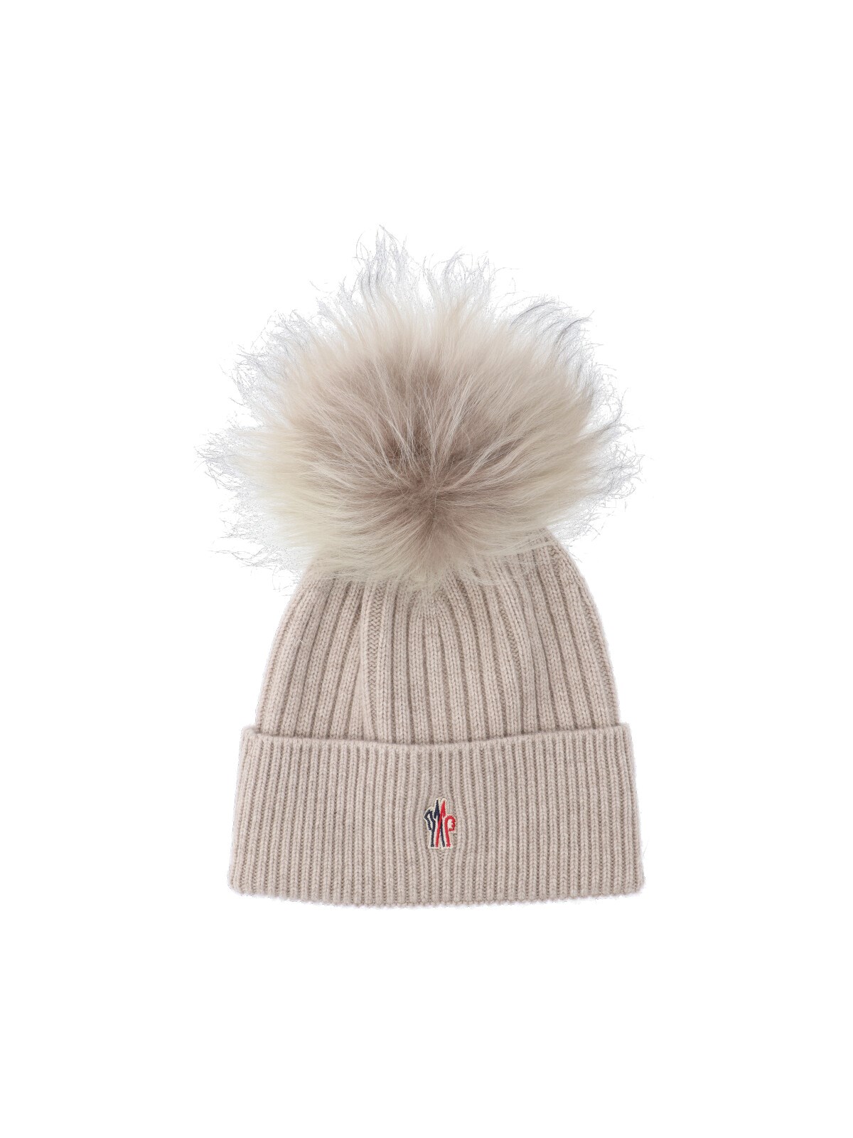 Shop Moncler Pon Pon Logo Beanie In Beige