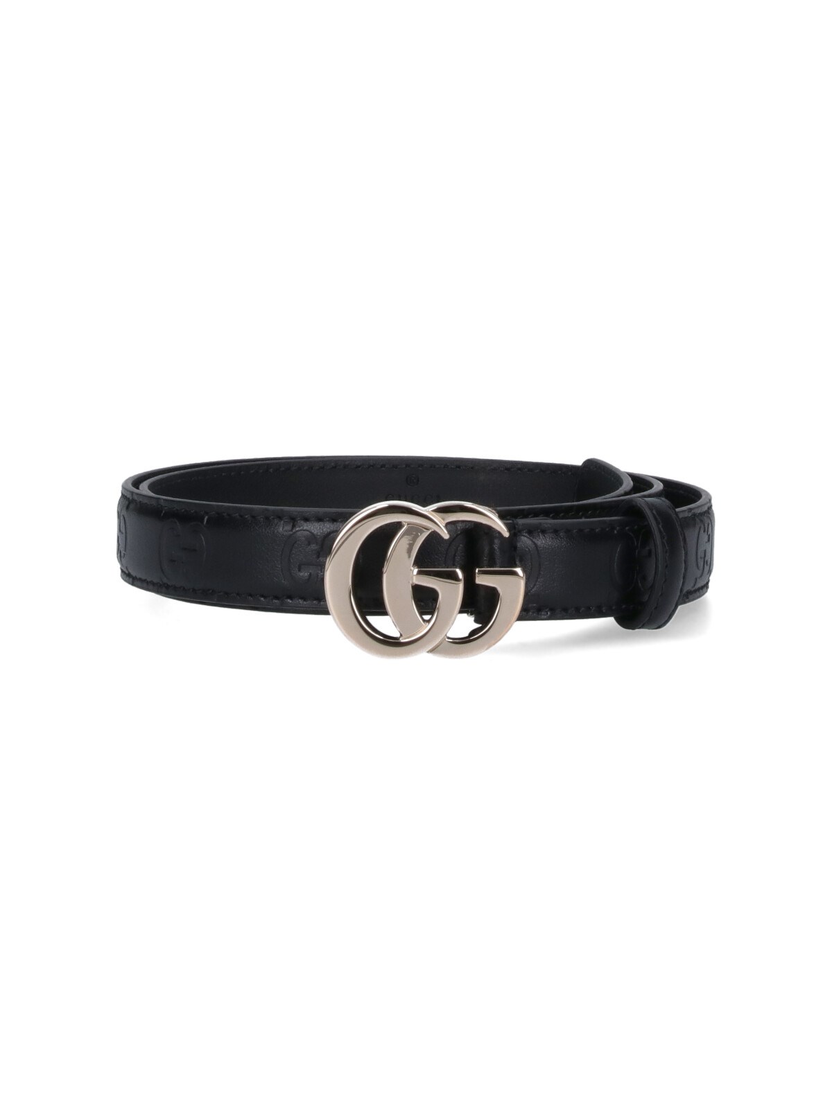 Shop Gucci 'gg Milano' Thin Belt In Black  