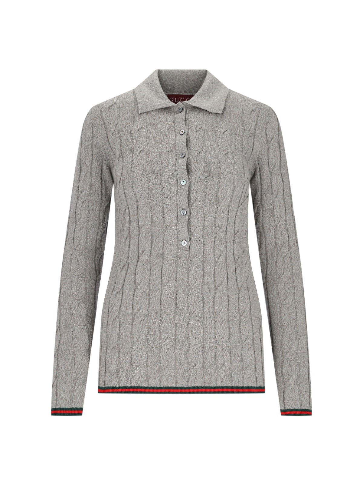 Gucci Braided Knit Polo Shirt In Gray