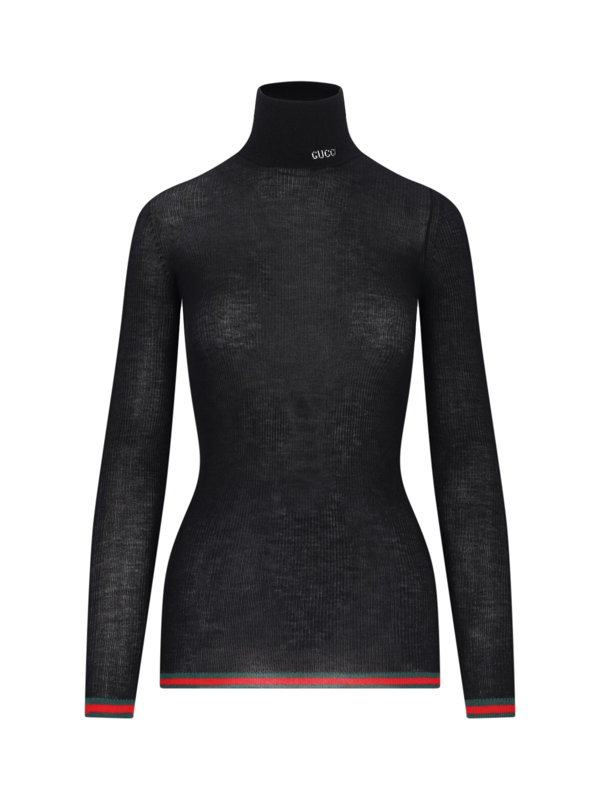 Shop Gucci Logo Turtleneck Sweater In Black  